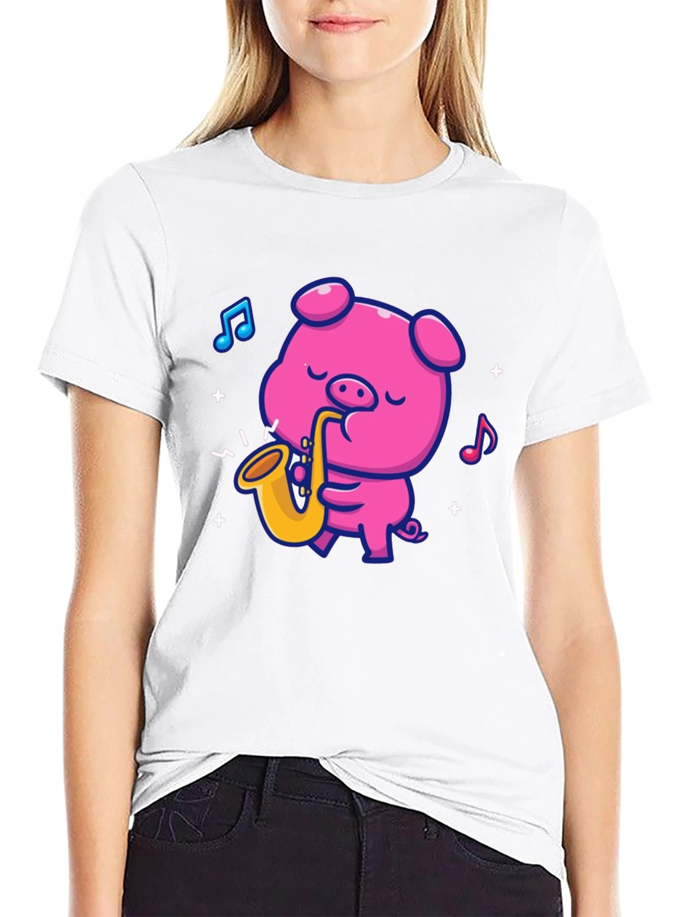 Pig Saxophone Black T-Shirt