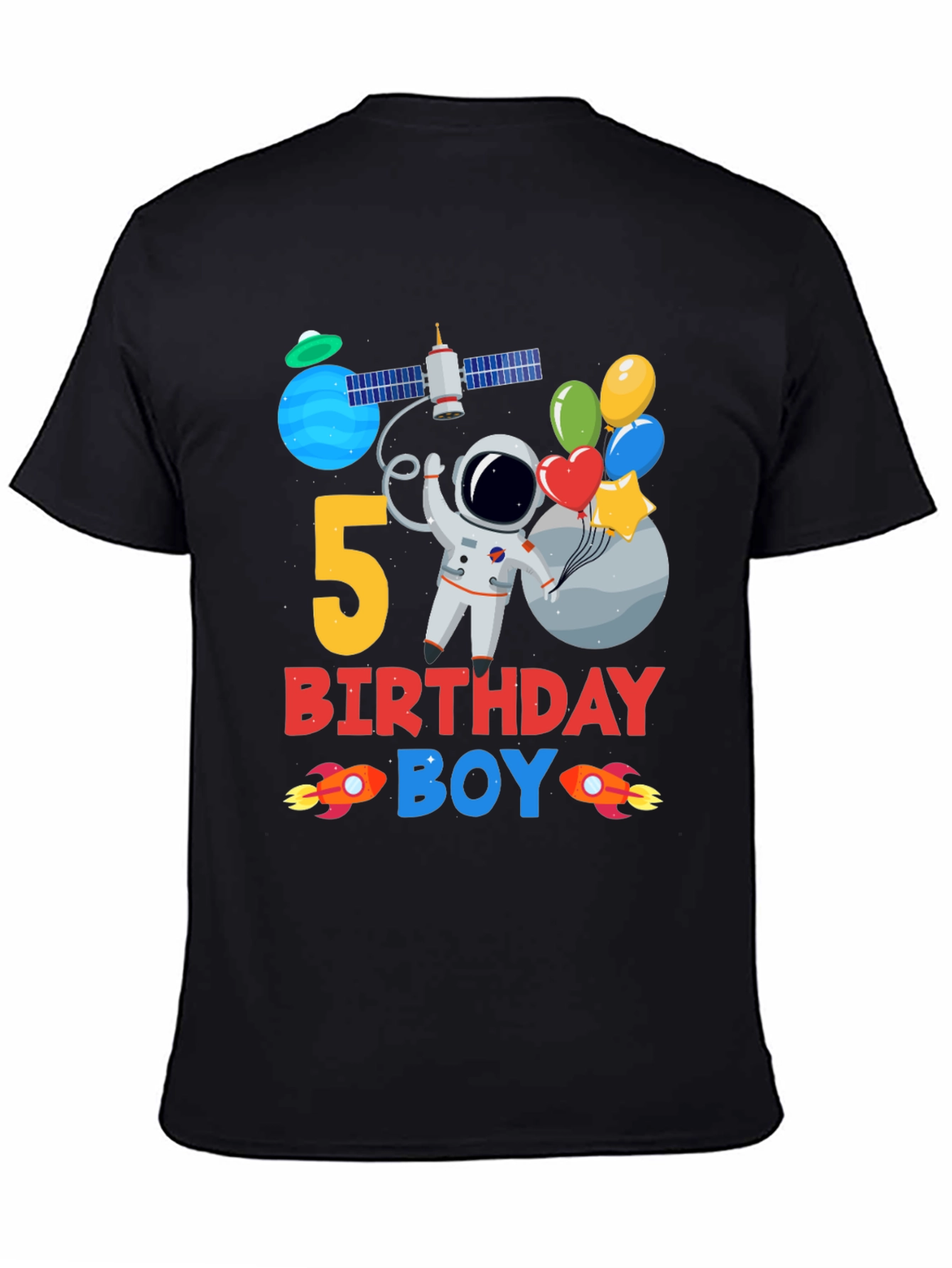 5th Birthday Boy Space T-Shirt