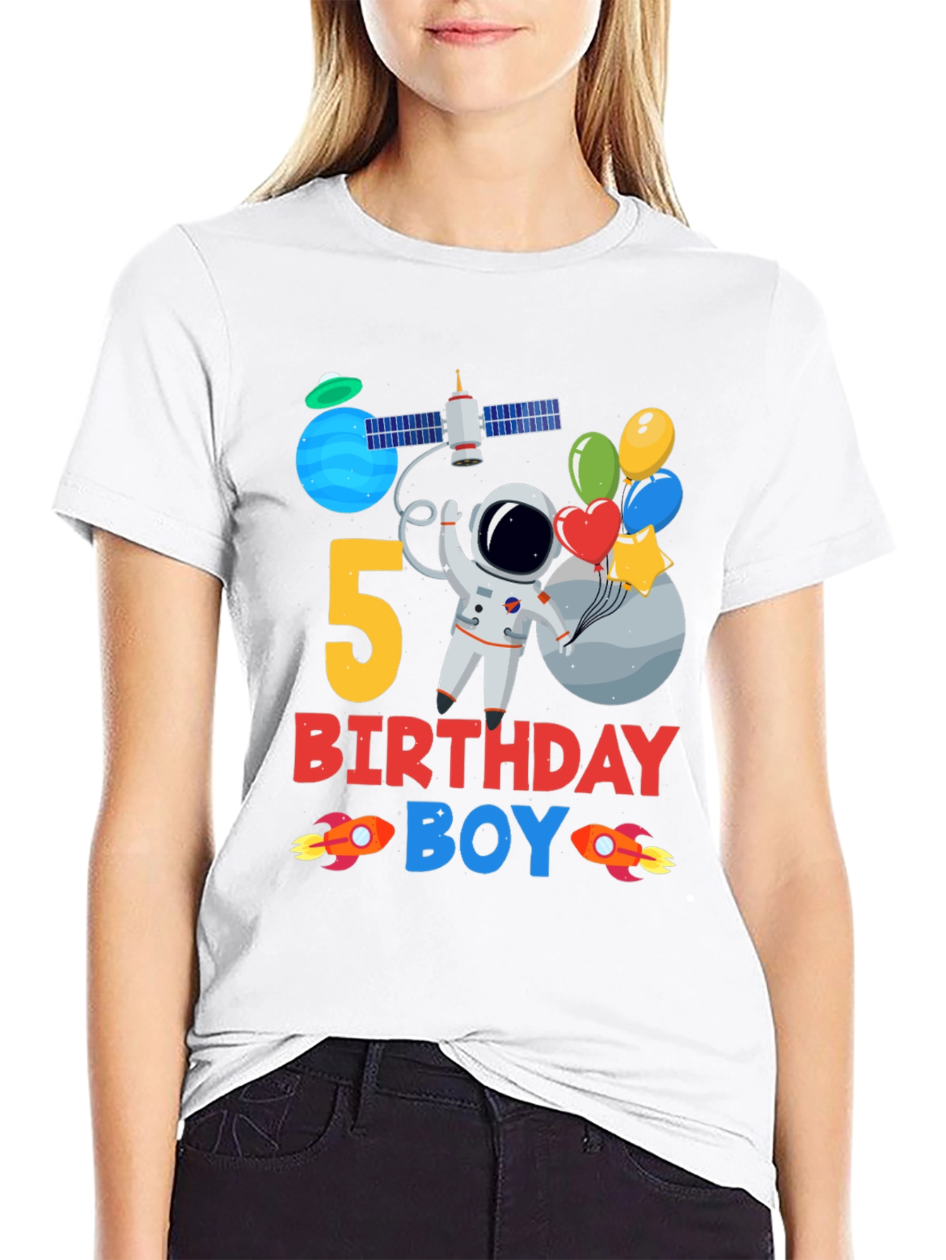 5th Birthday Boy Space T-Shirt
