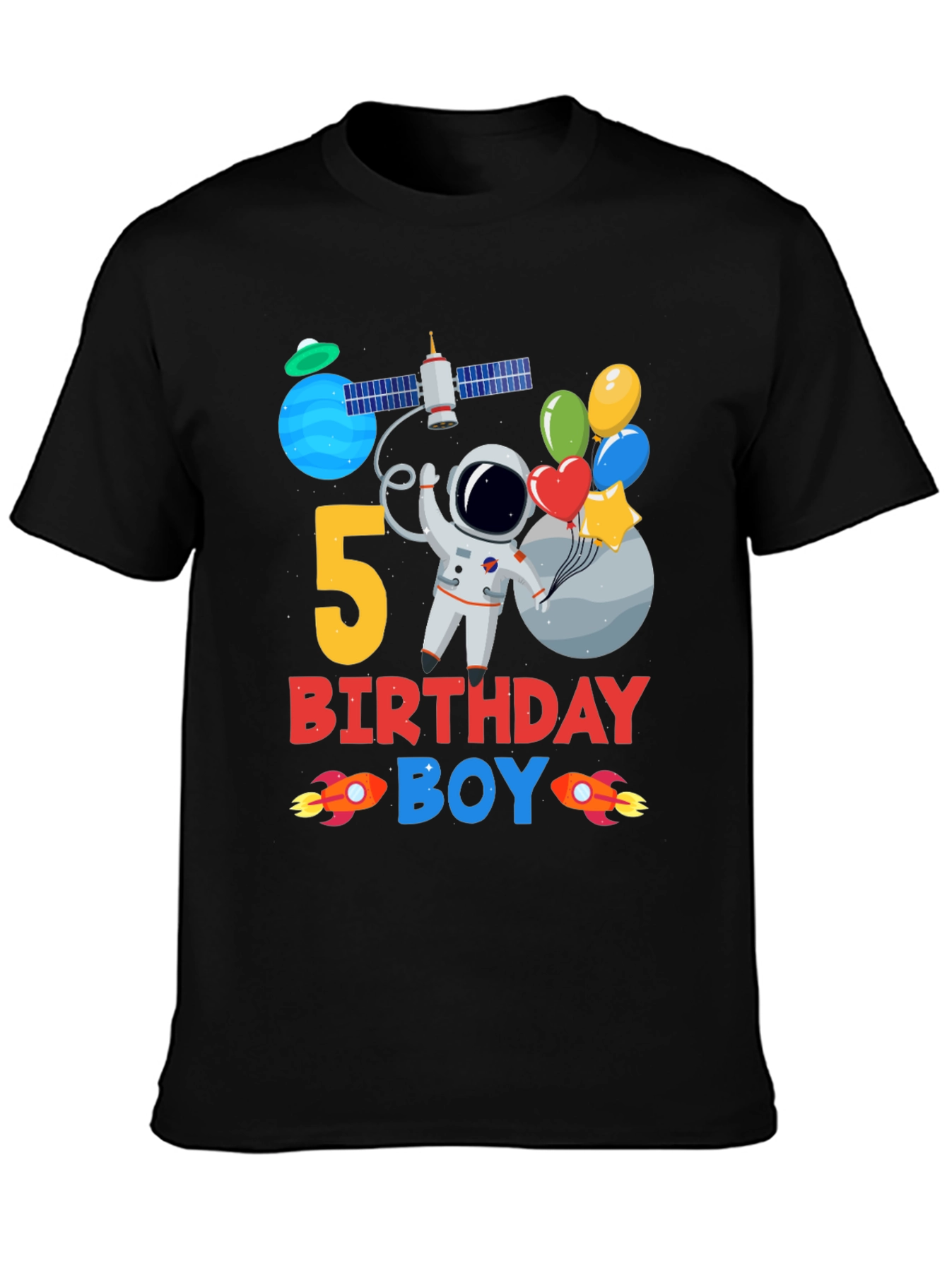 5th Birthday Boy Space T-Shirt