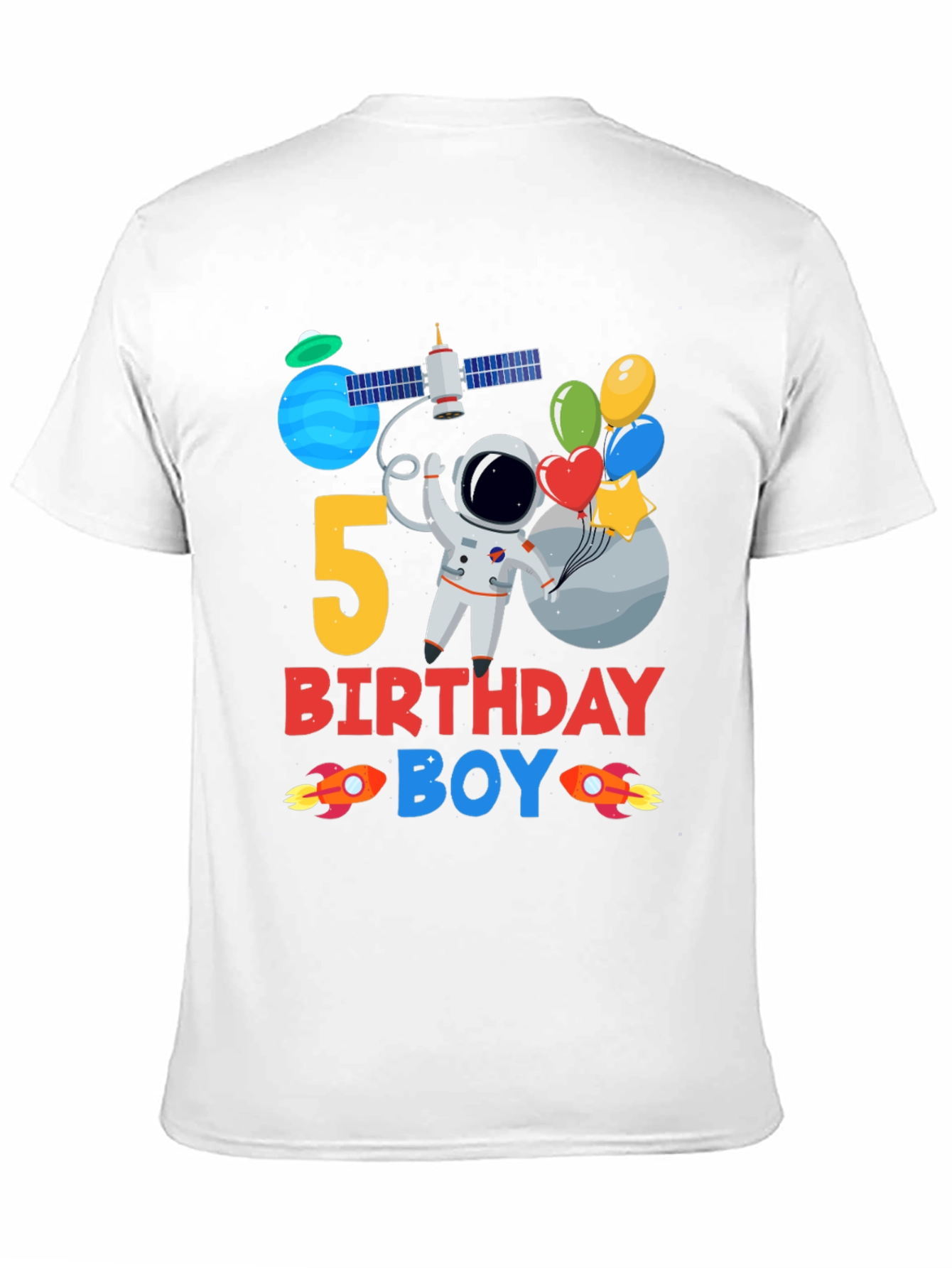 5th Birthday Boy Space T-Shirt