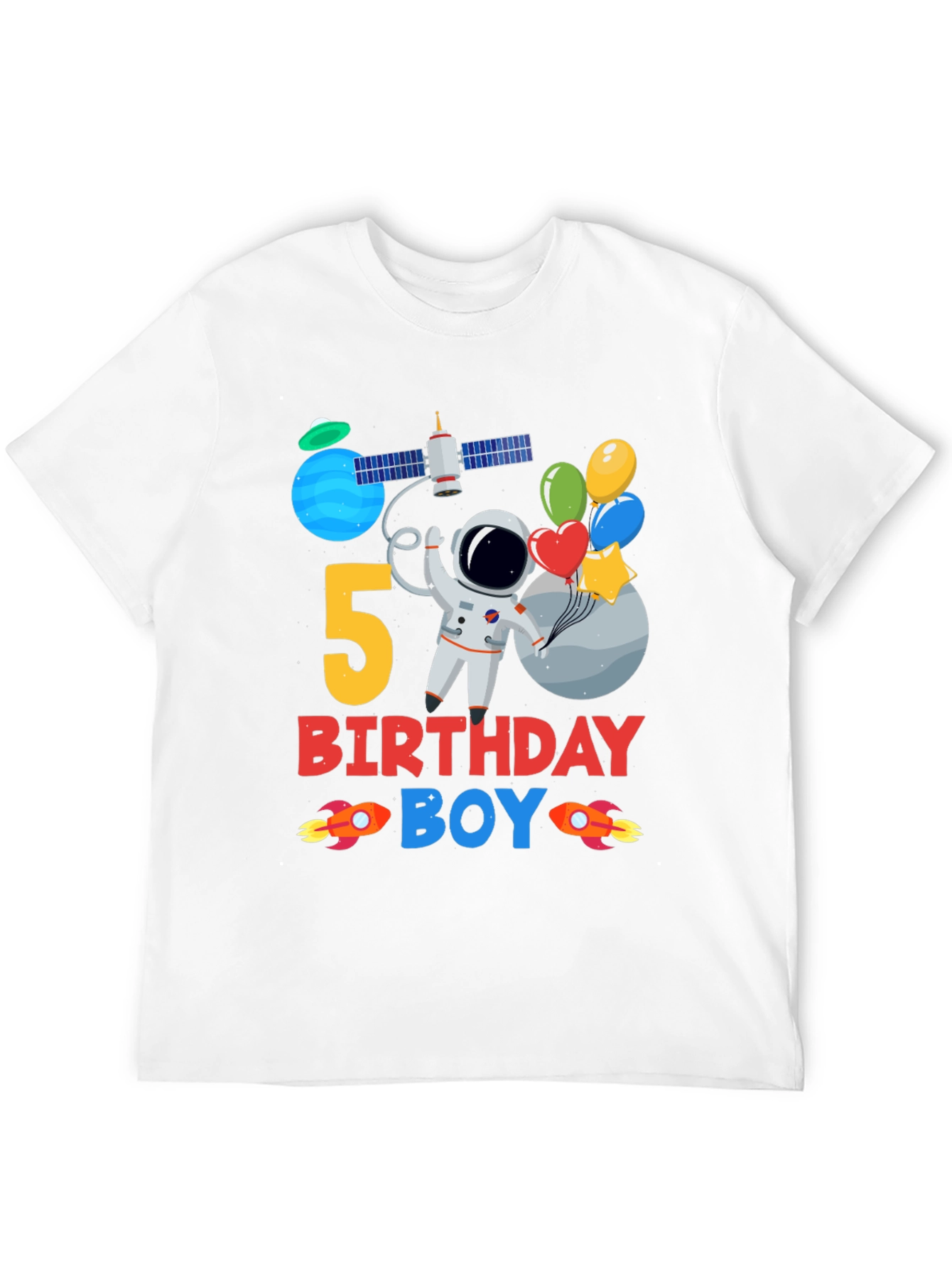 5th Birthday Boy Space T-Shirt