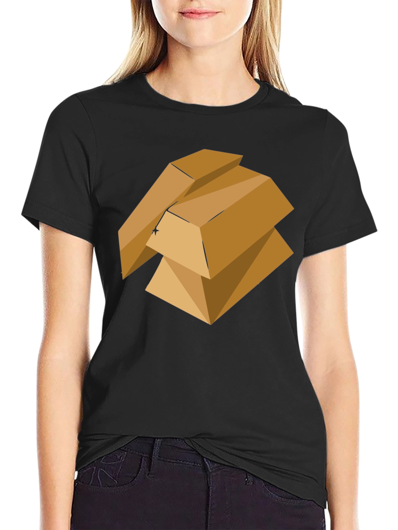 Geometric Gold Bars Graphic Tee - Modern Style