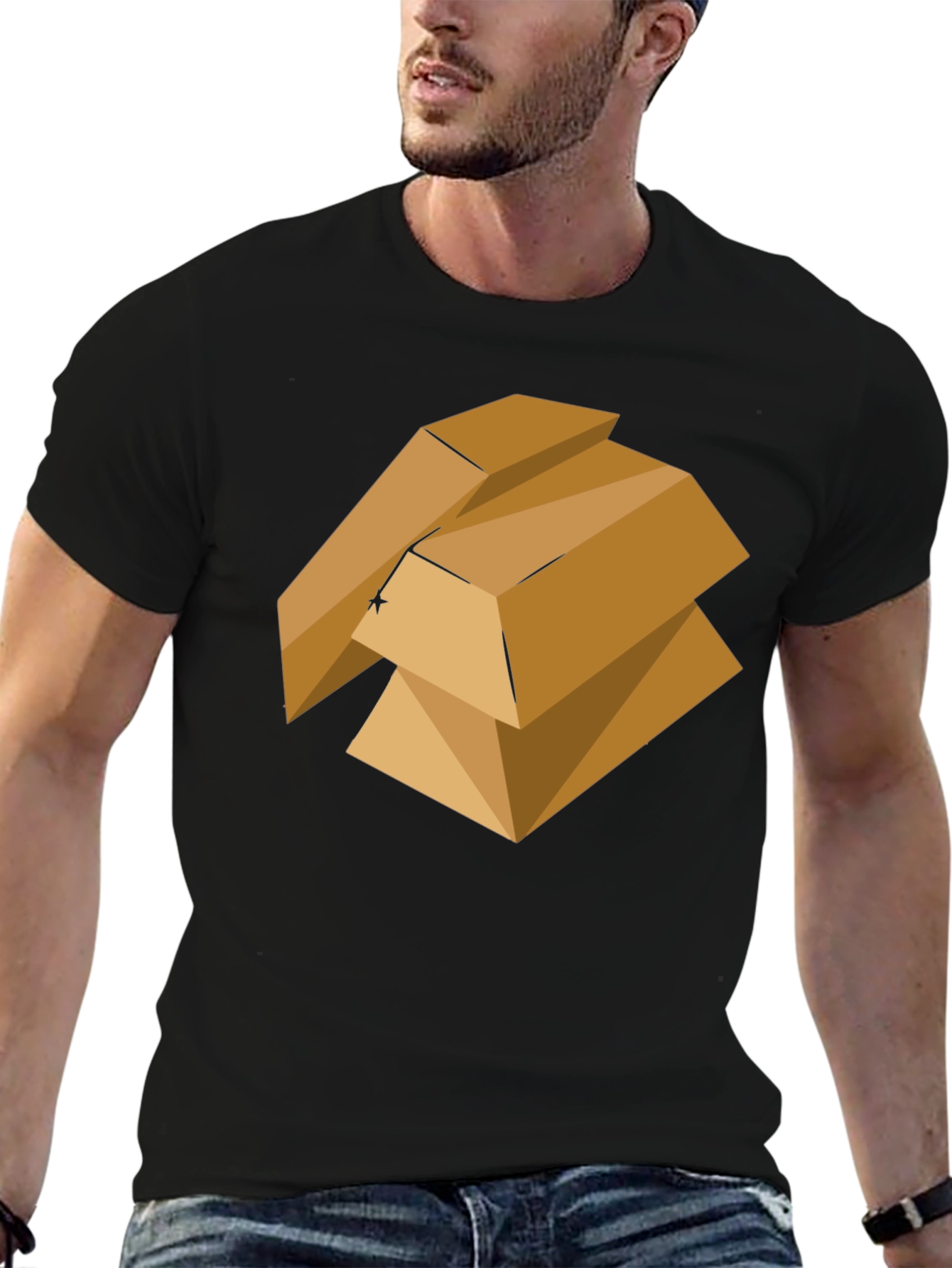 Geometric Gold Bars Graphic Tee - Modern Style