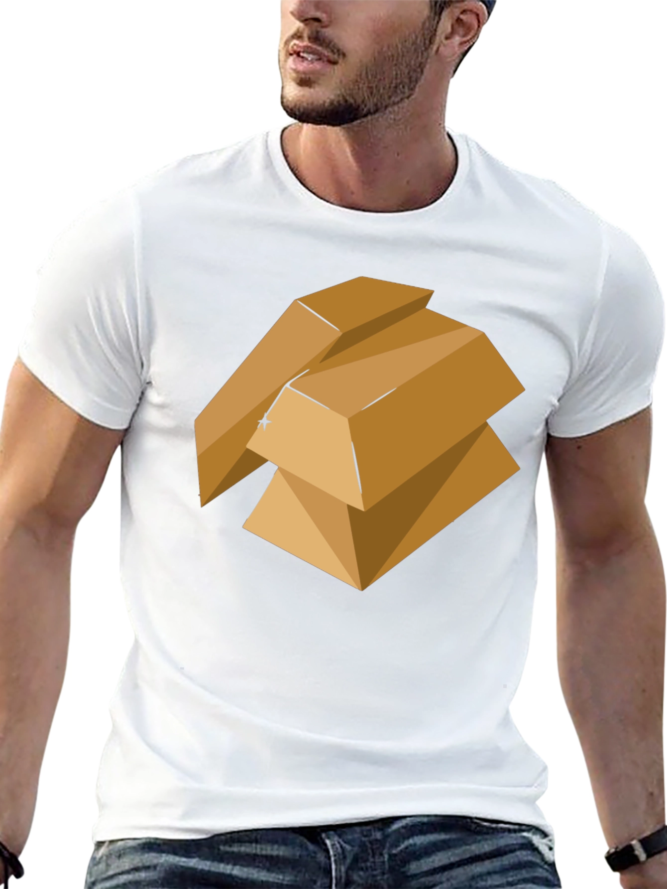 Geometric Gold Bars Graphic Tee - Modern Style