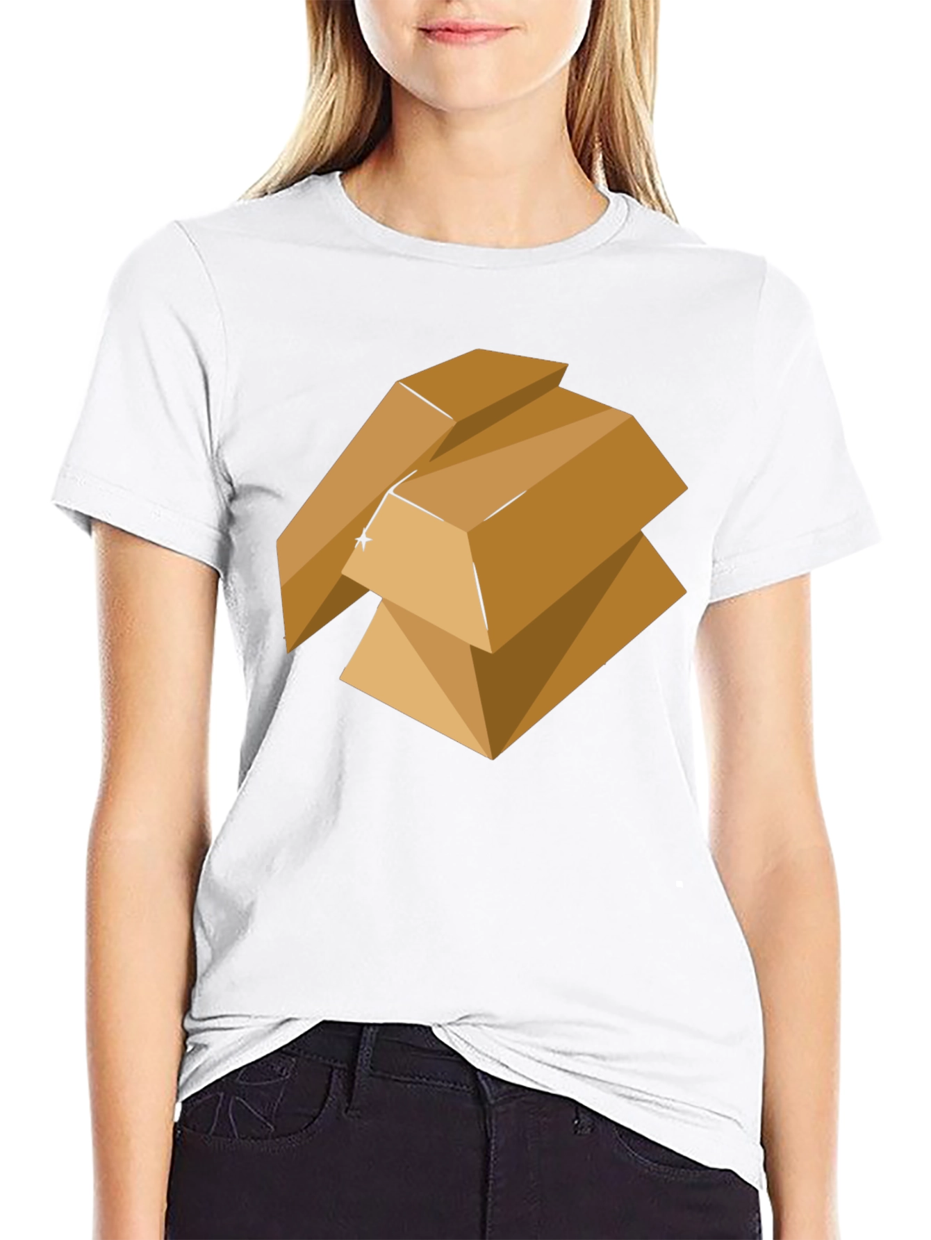 Geometric Gold Bars Graphic Tee - Modern Style