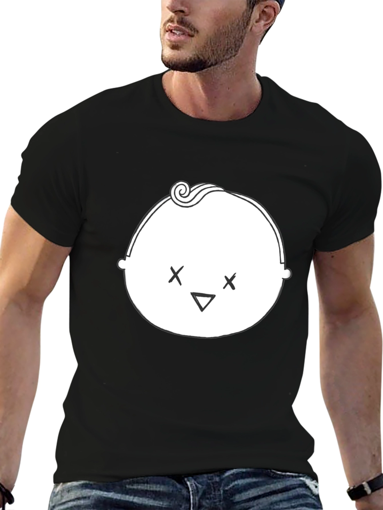 Cool Baby Face Graphic Black T-Shirt