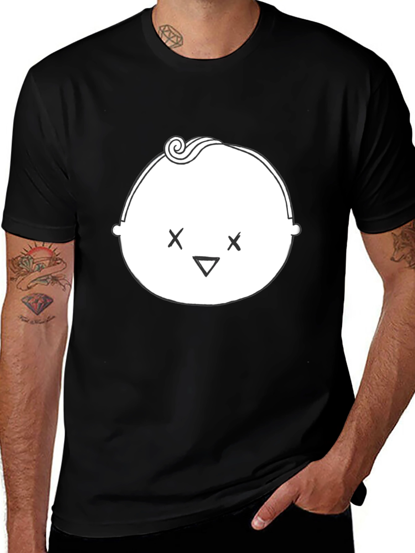 Cool Baby Face Graphic Black T-Shirt