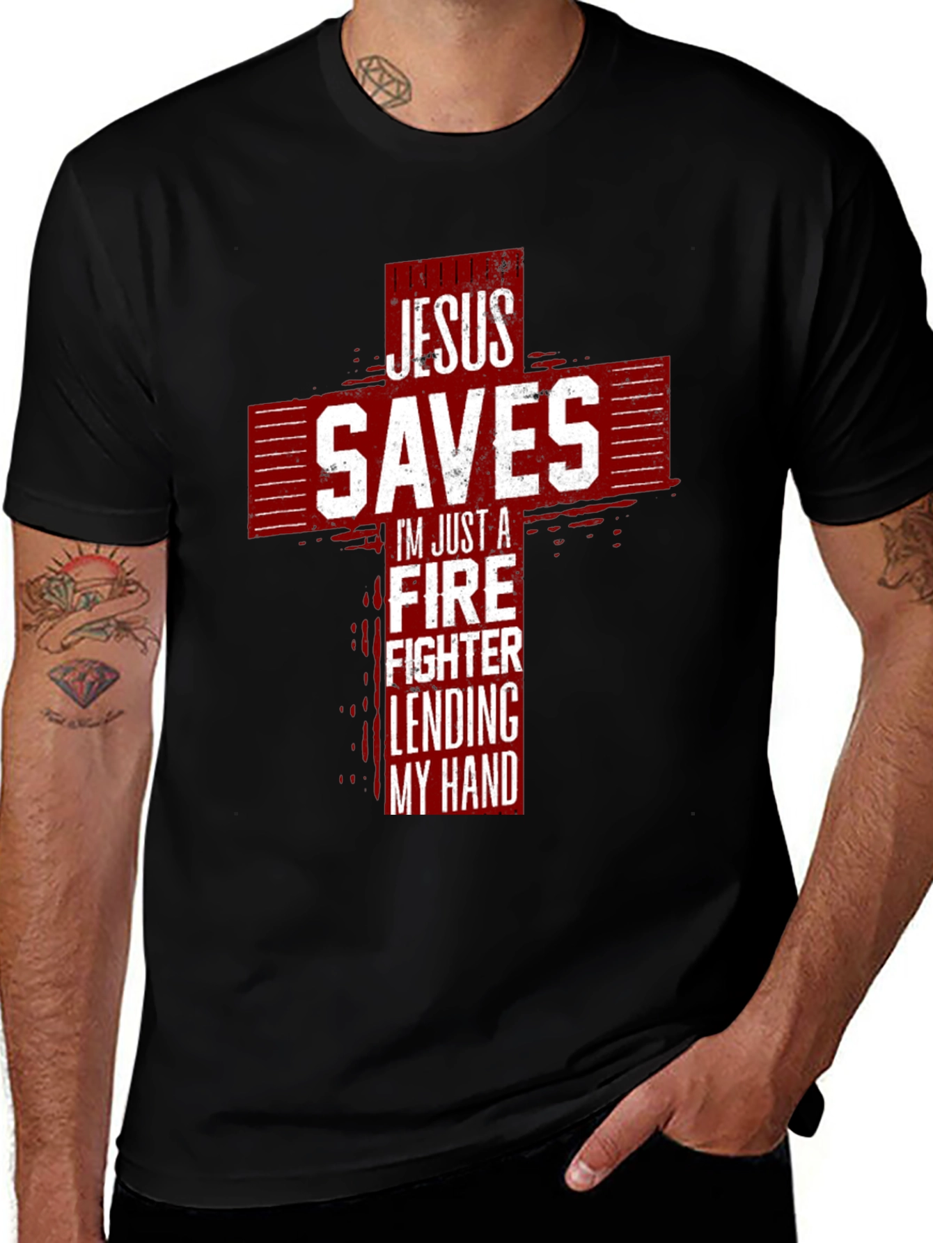 Jesus Saves Firefighter Graphic Tee