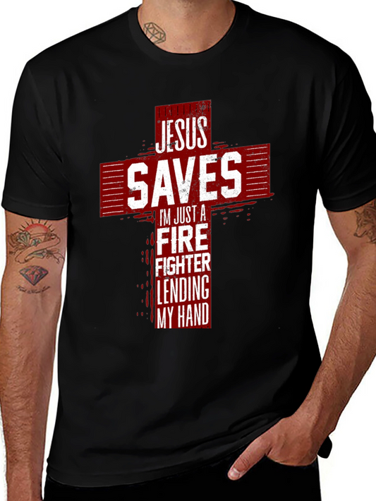 Jesus Saves Firefighter Graphic Tee