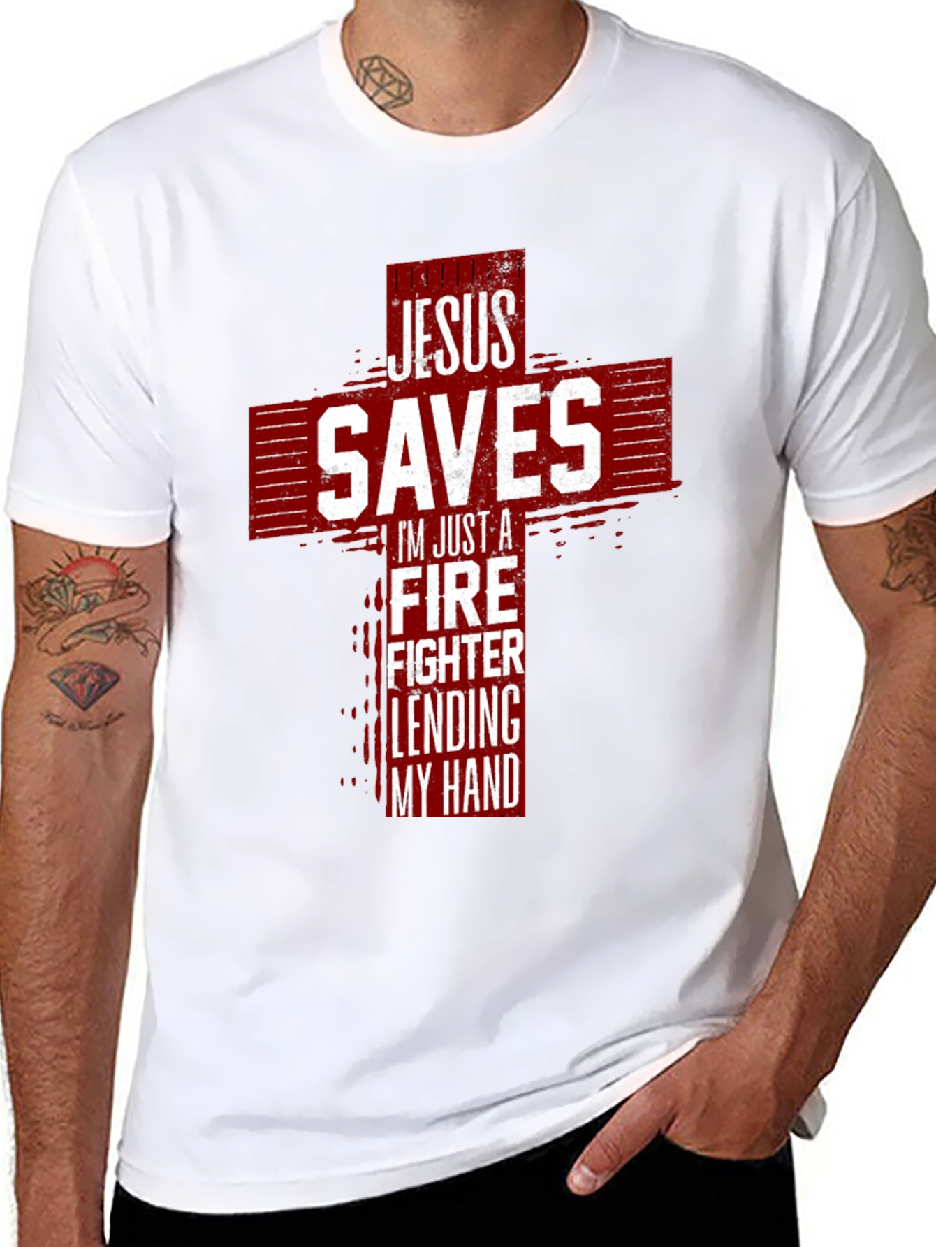 Jesus Saves Firefighter Graphic Tee