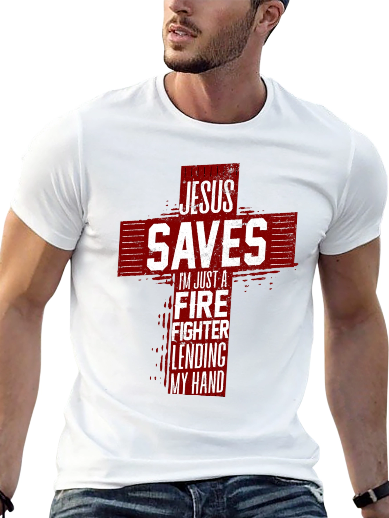 Jesus Saves Firefighter Graphic Tee