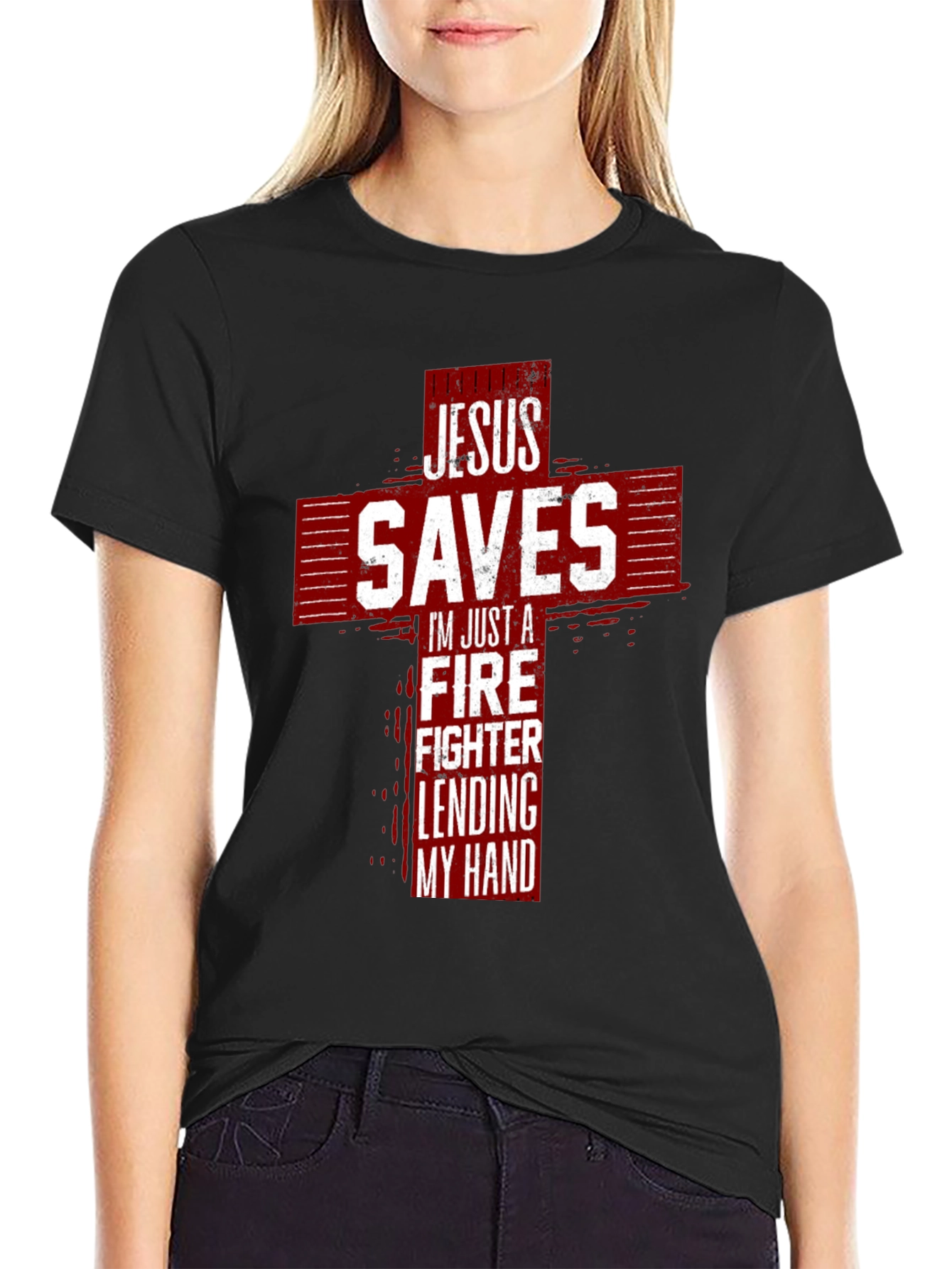 Jesus Saves Firefighter Graphic Tee