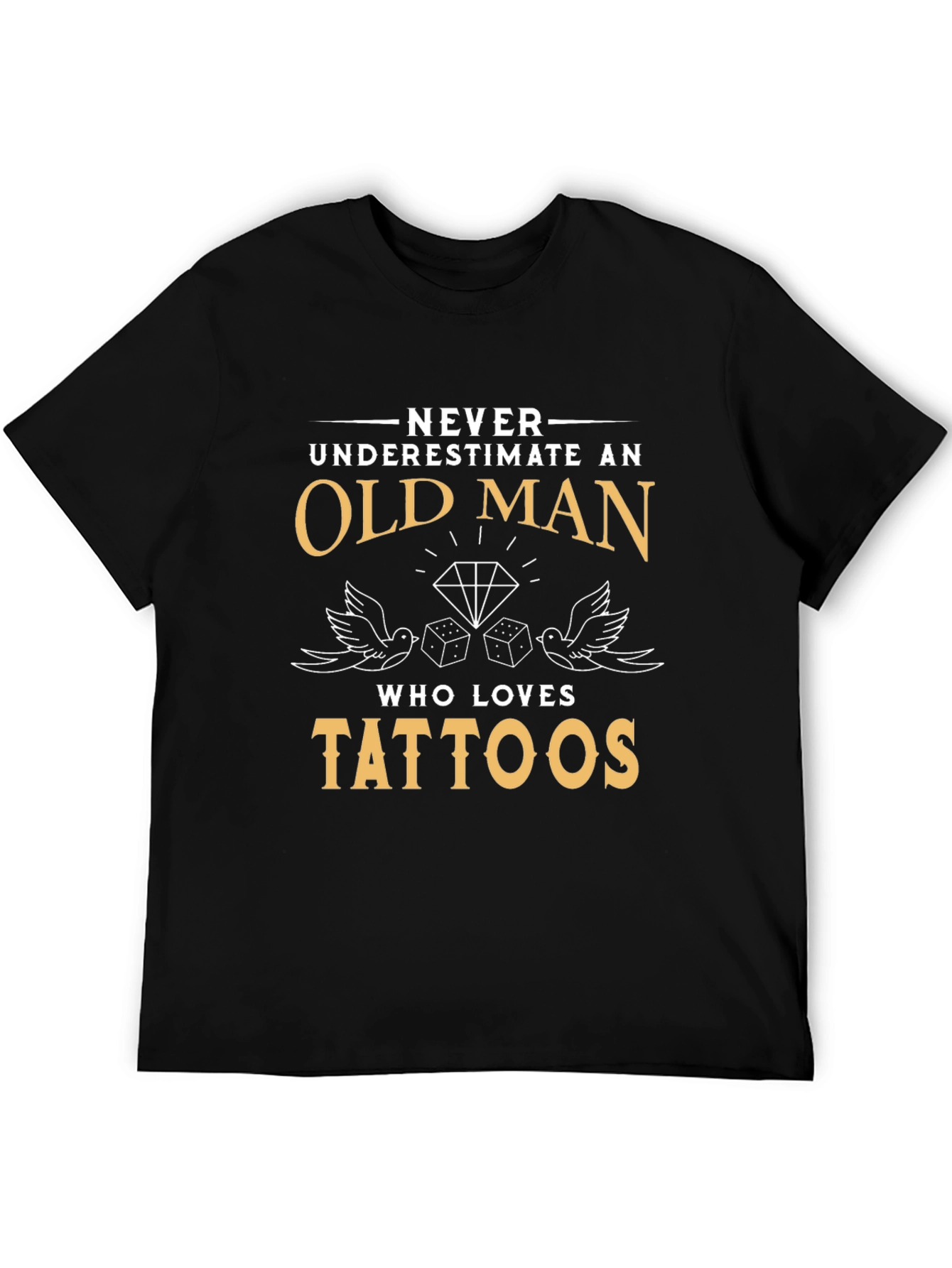 Old Man Tattoos Graphic Tee - Black