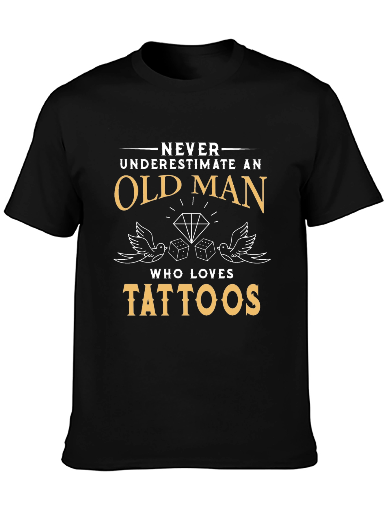 Old Man Tattoos Graphic Tee - Black