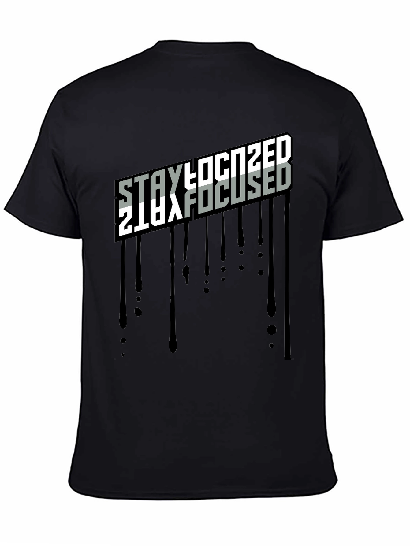 Stay Focused Black Graphic T-Shirt