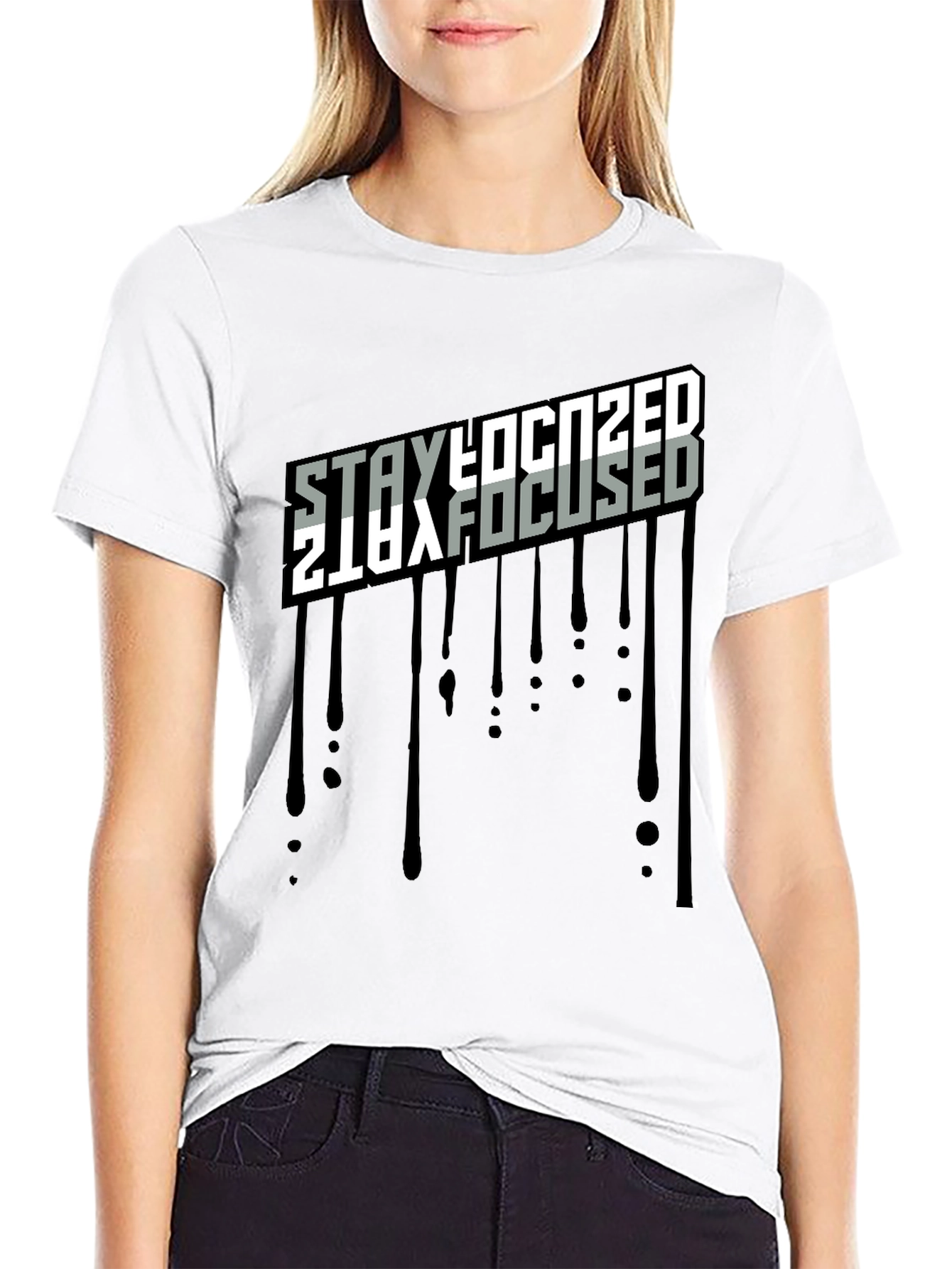 Stay Focused Black Graphic T-Shirt