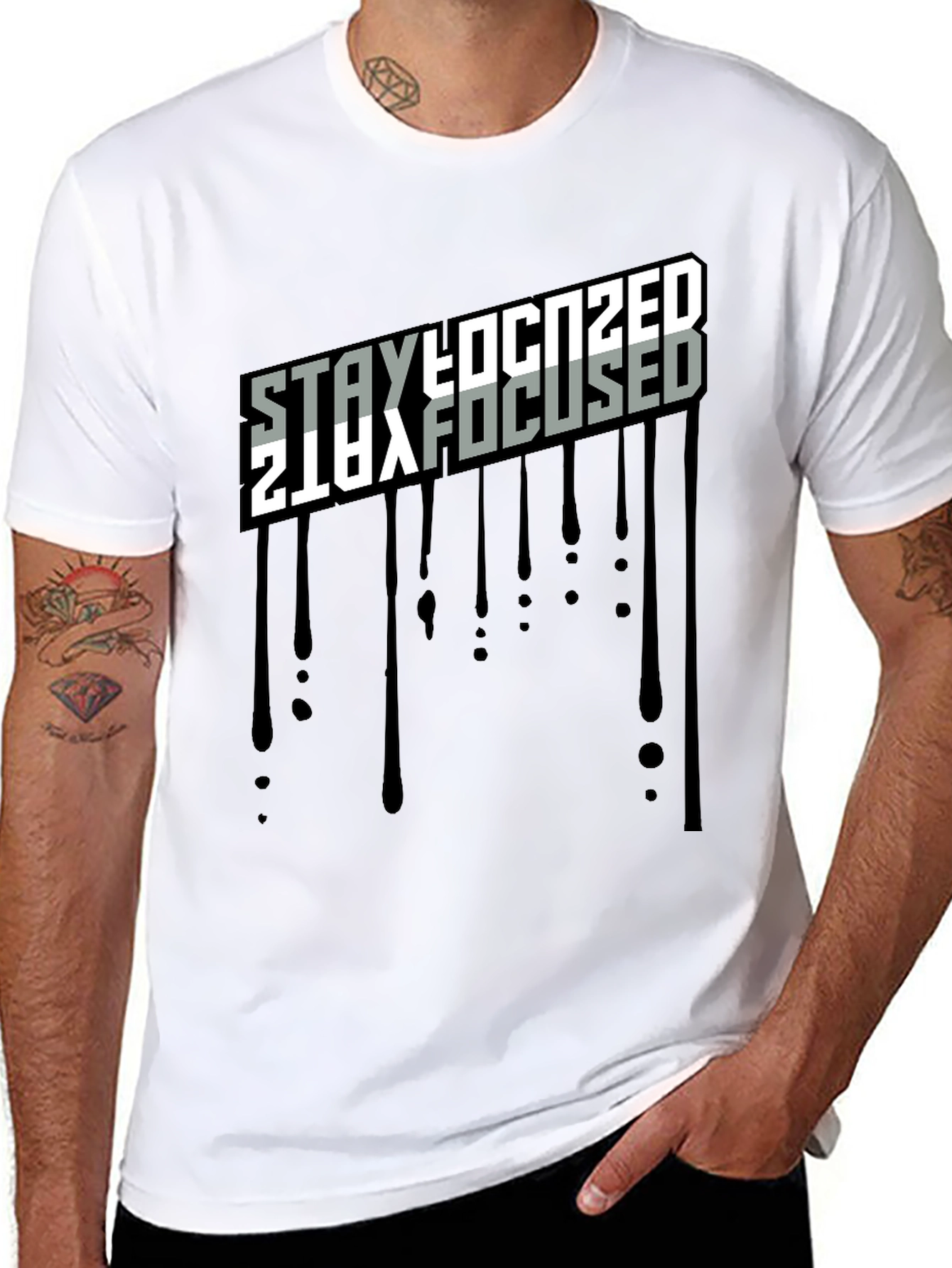 Stay Focused Black Graphic T-Shirt