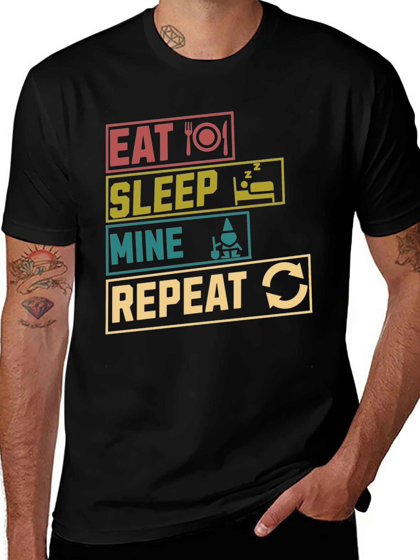 Eat Sleep Mine Repeat Black T-Shirt