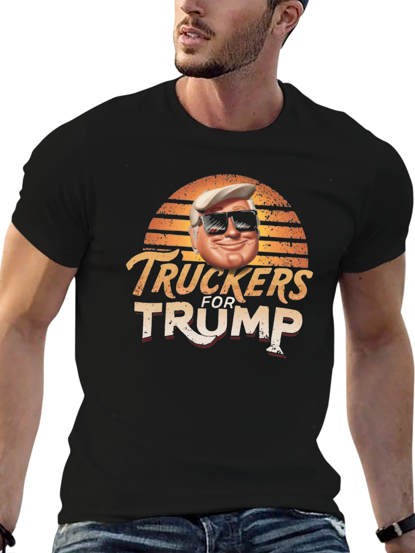 Truckers for Trump Black Graphic T-Shirt