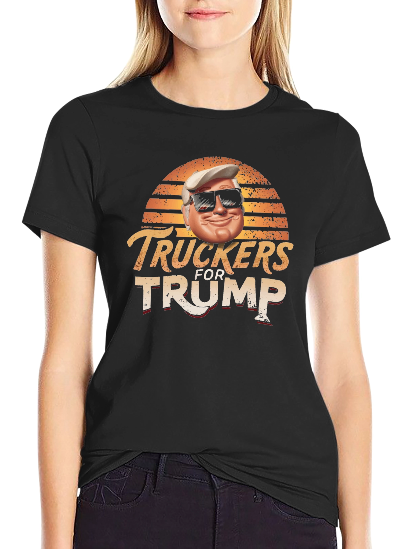 Truckers for Trump Black Graphic T-Shirt