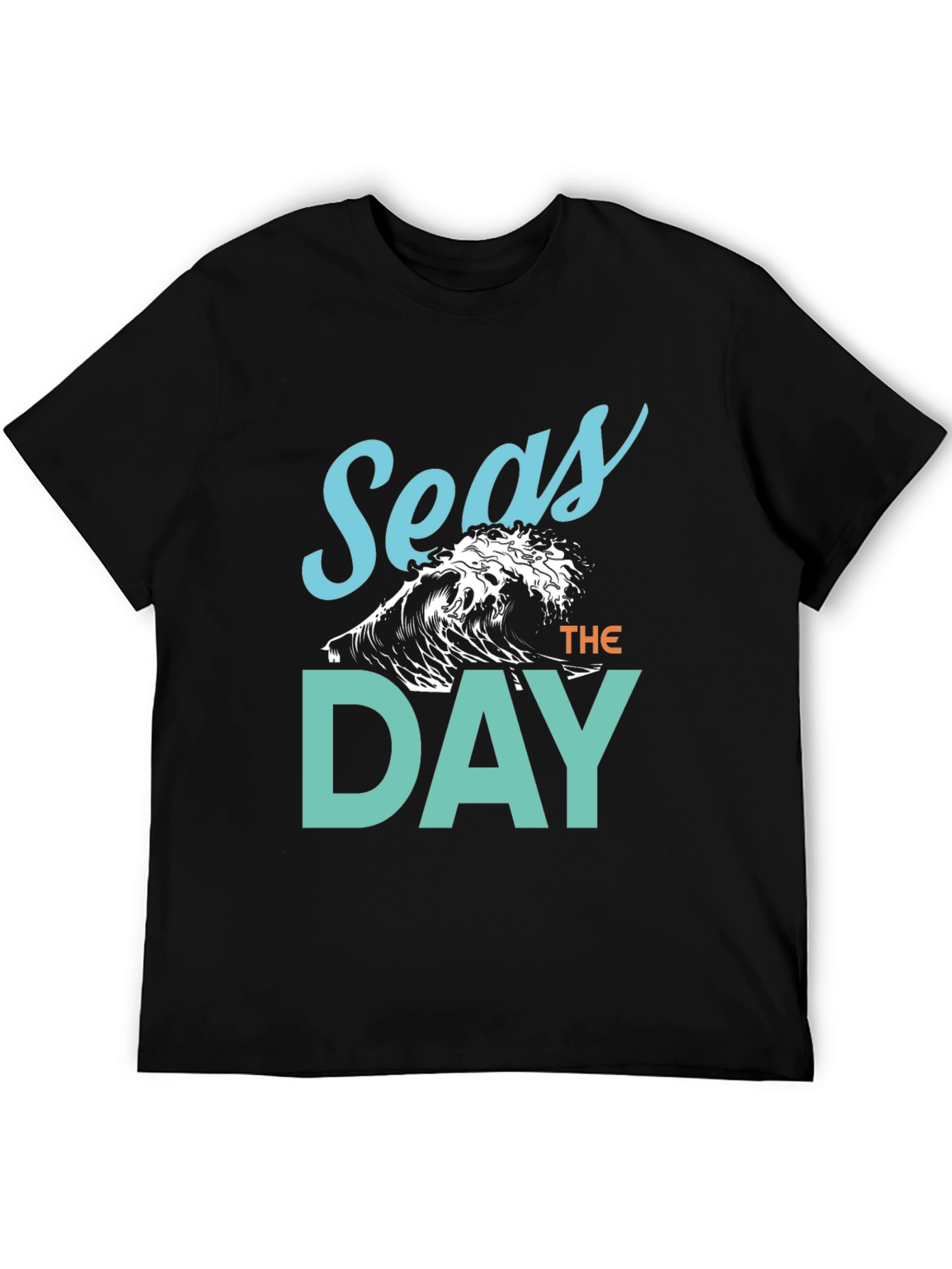Seas The Day Graphic Tee - Black Cotton T-Shirt