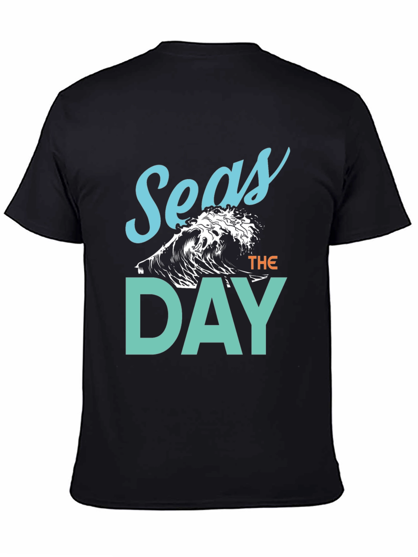 Seas The Day Graphic Tee - Black Cotton T-Shirt