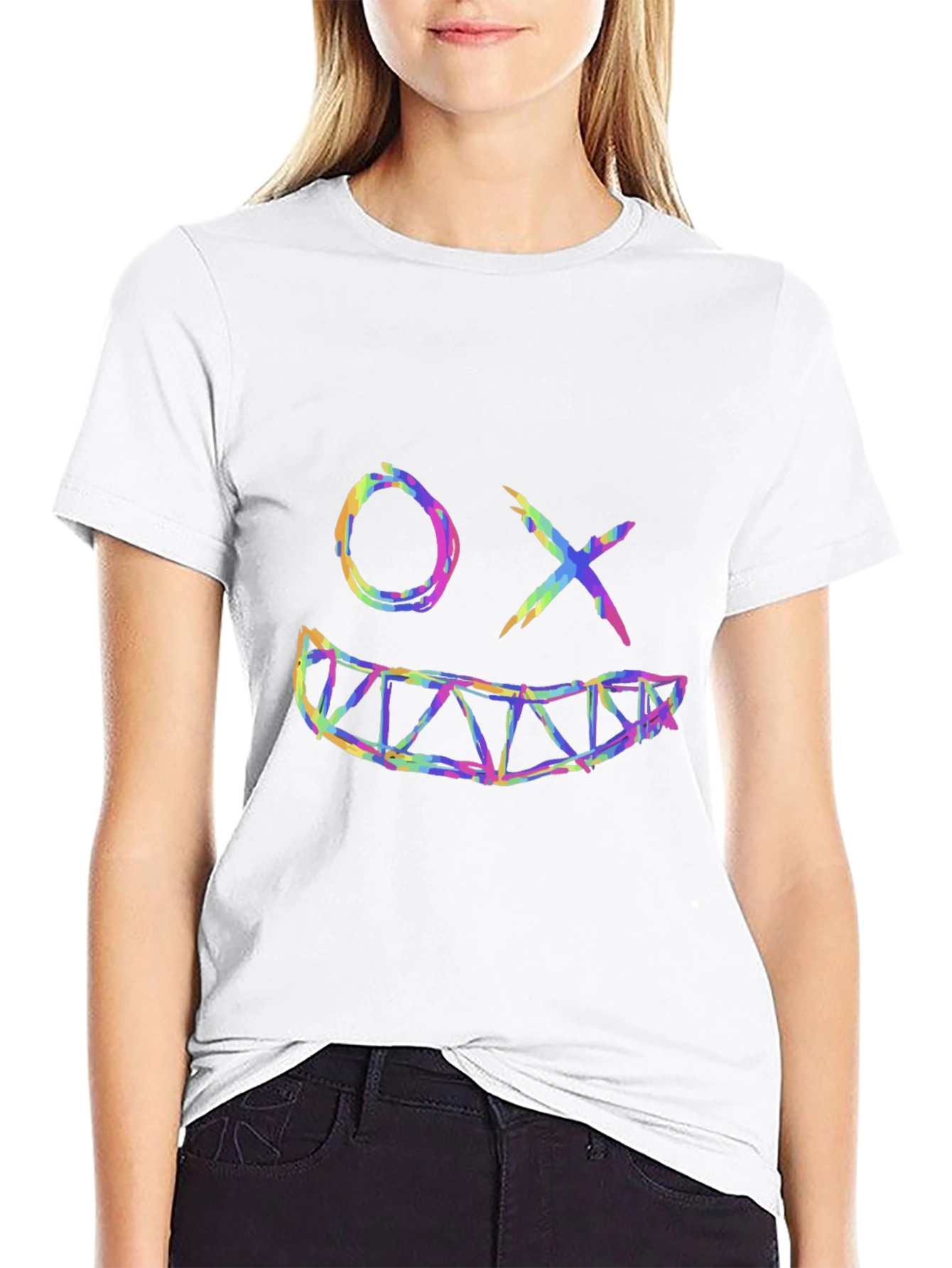 Smiley Face Graphic Black T-Shirt