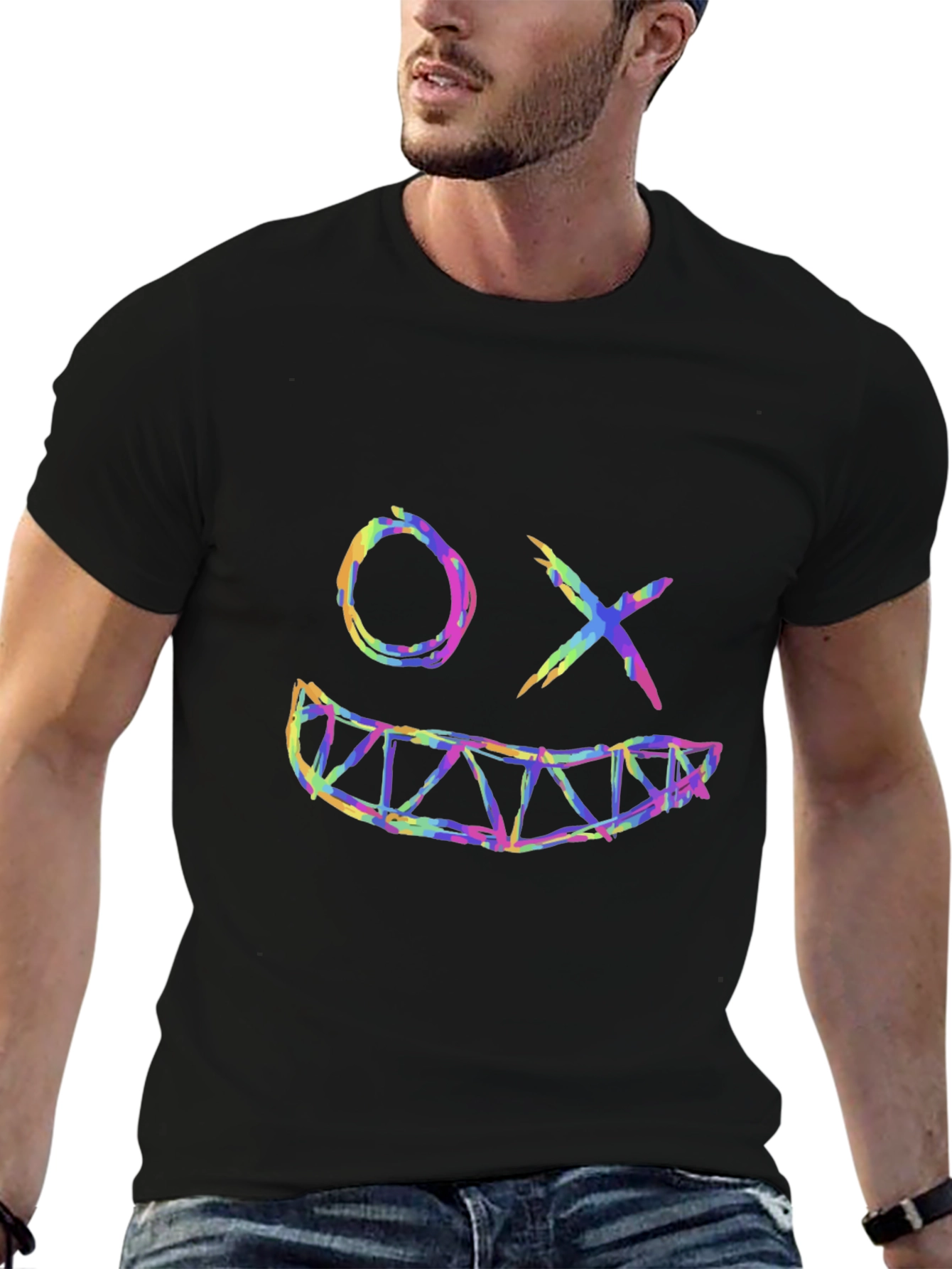 Smiley Face Graphic Black T-Shirt