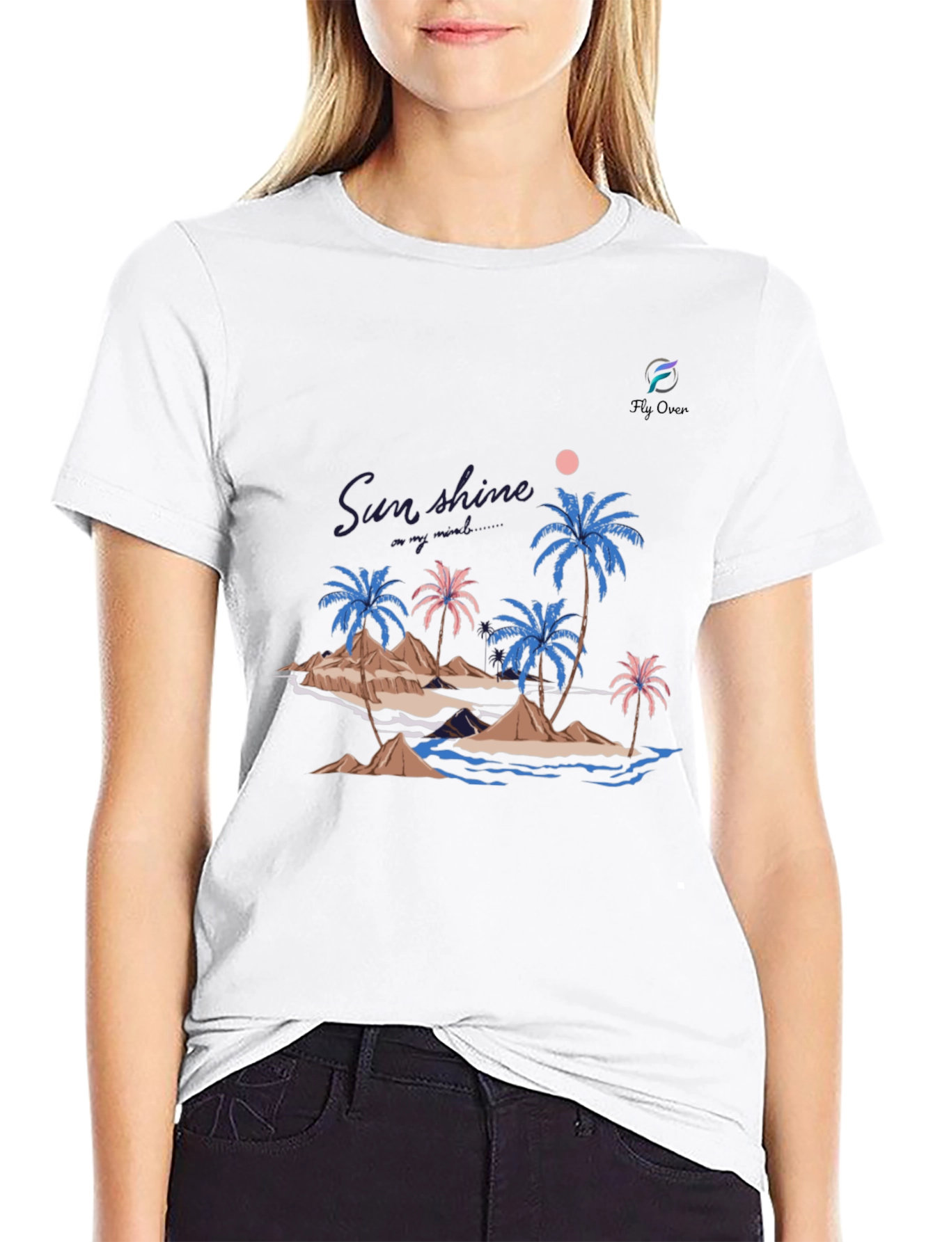 Tropical Island Graphic Black T-Shirt