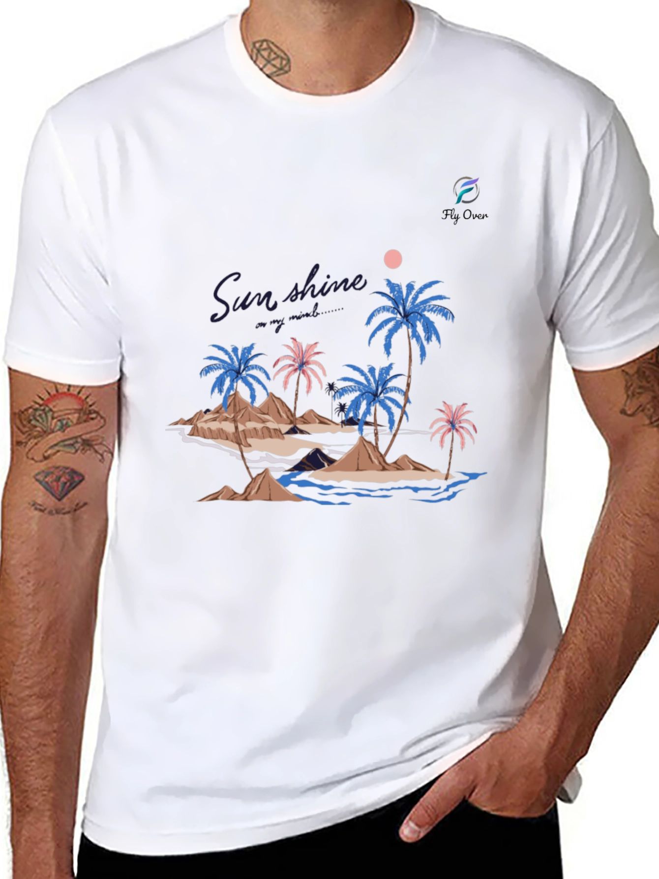 Tropical Island Graphic Black T-Shirt
