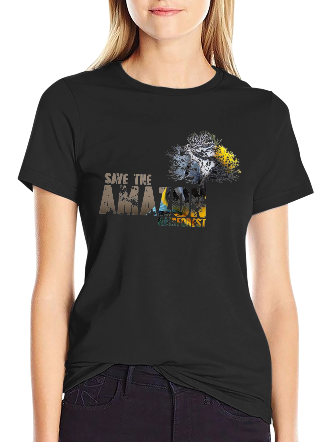 Save the Amazon Rainforest Graphic Tee - Black