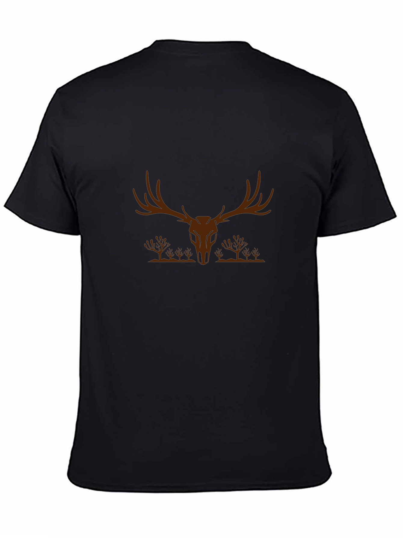 Mens Black T-Shirt - Deer Skull Graphic Tee