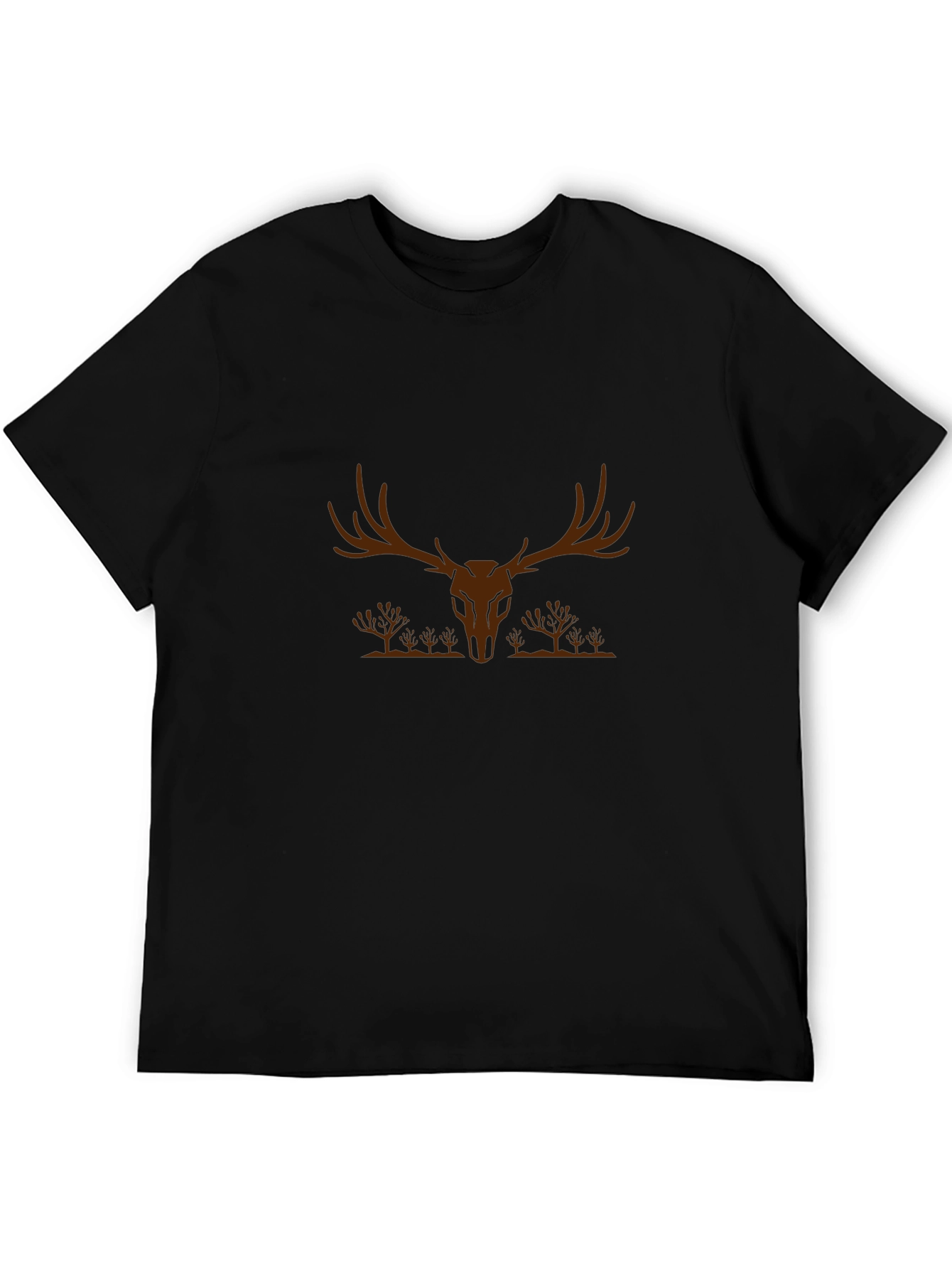Mens Black T-Shirt - Deer Skull Graphic Tee