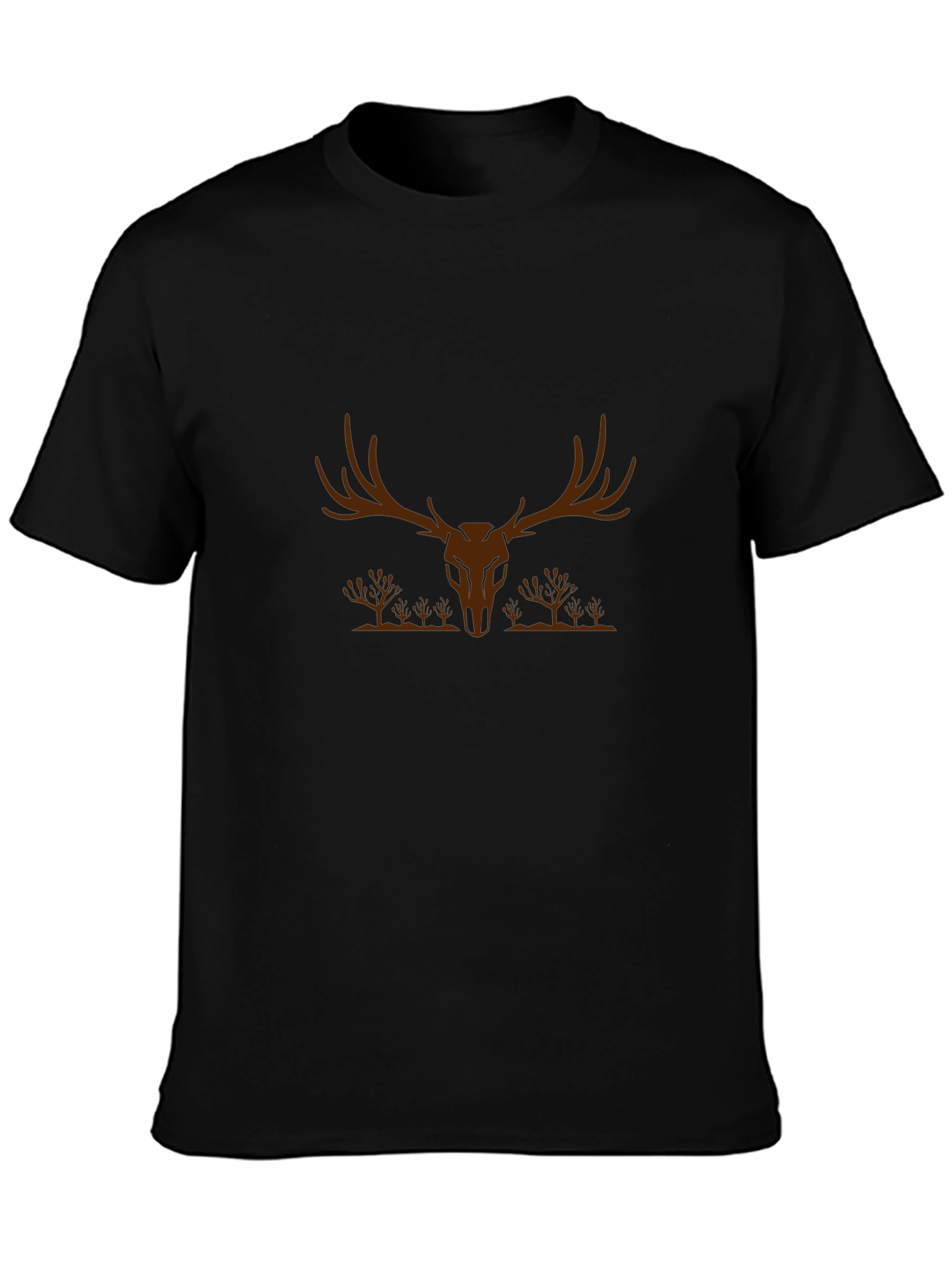 Mens Black T-Shirt - Deer Skull Graphic Tee