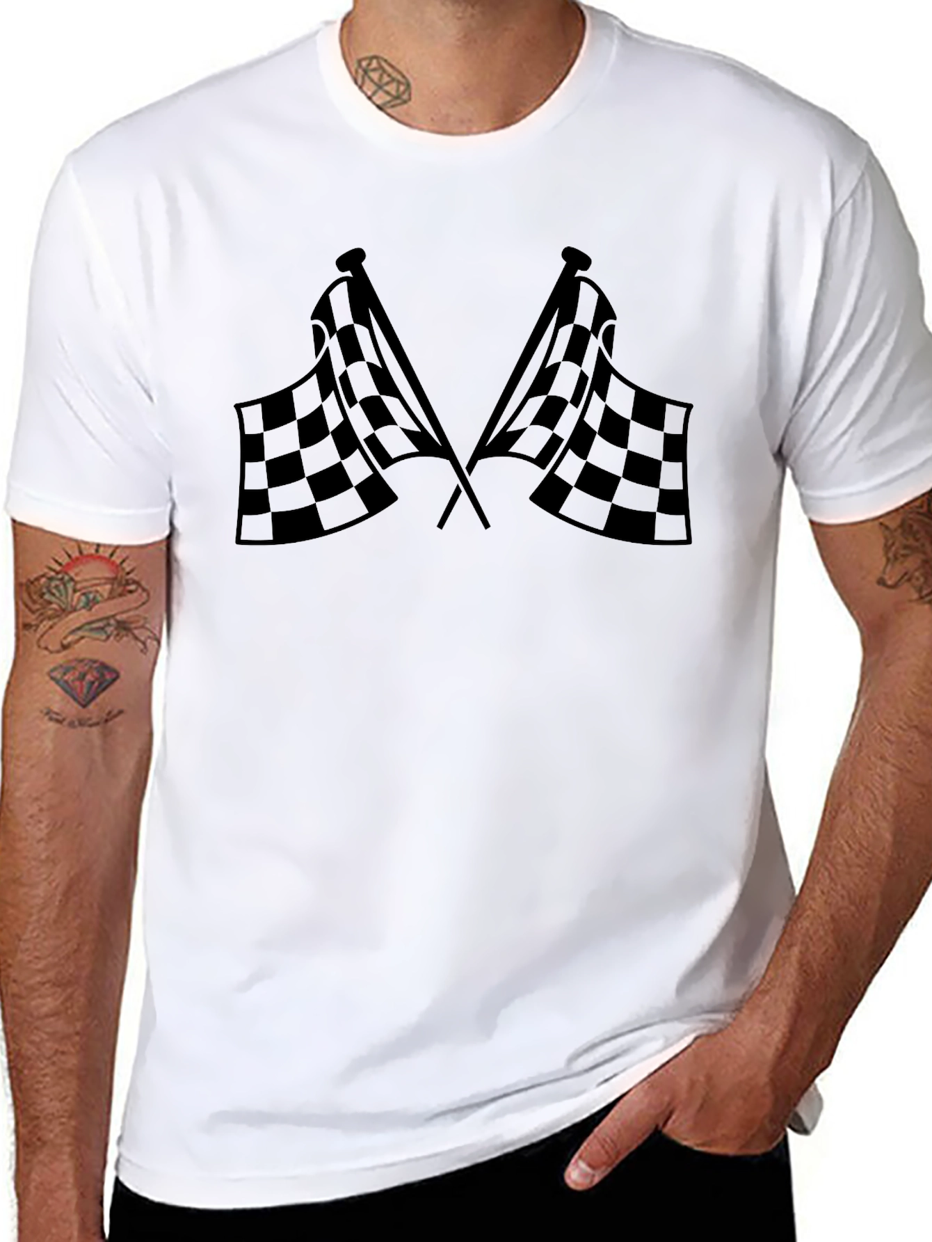 Checkered Flag Graphic Tee - Race Day Ready