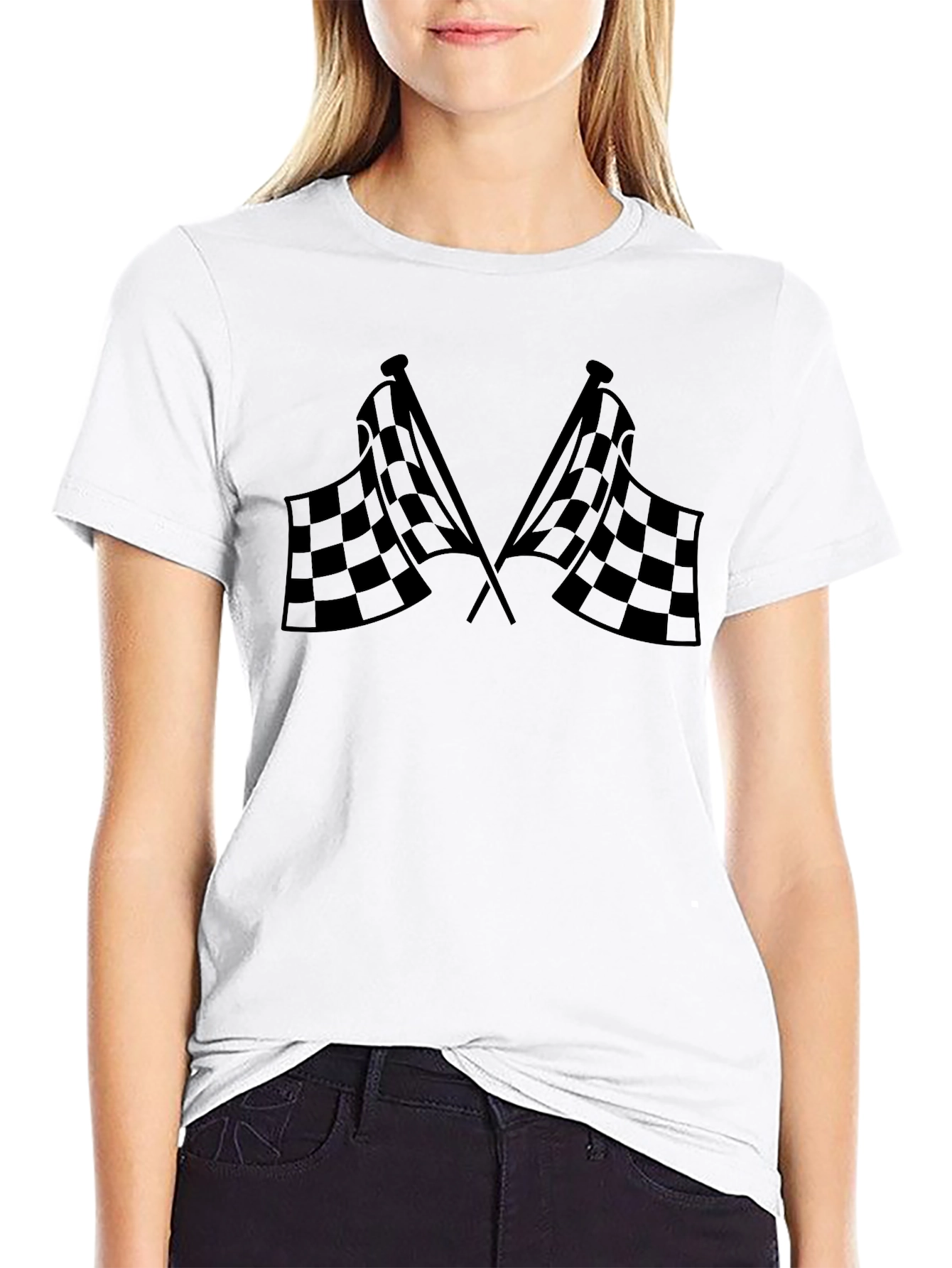 Checkered Flag Graphic Tee - Race Day Ready