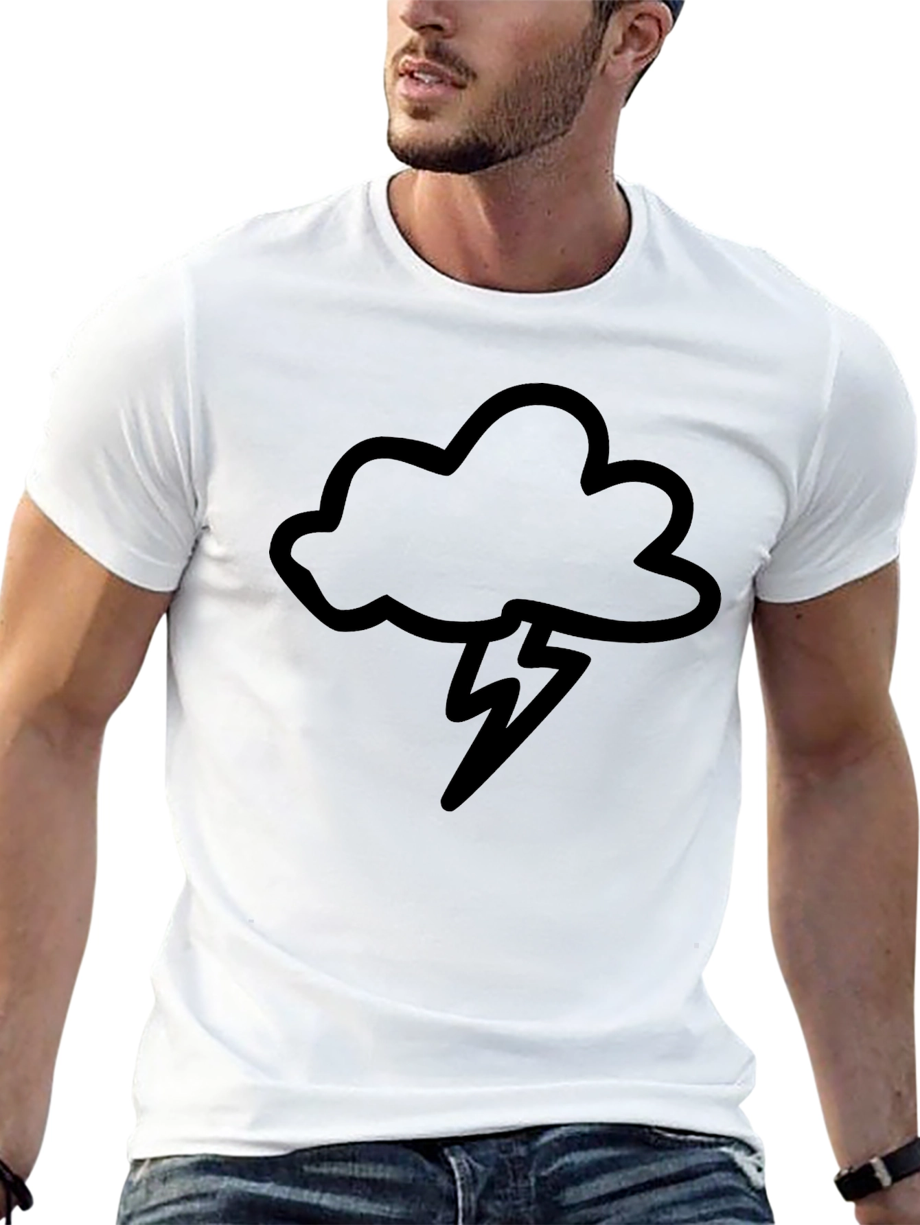 Black Cloud & Lightning Bolt Graphic Tee