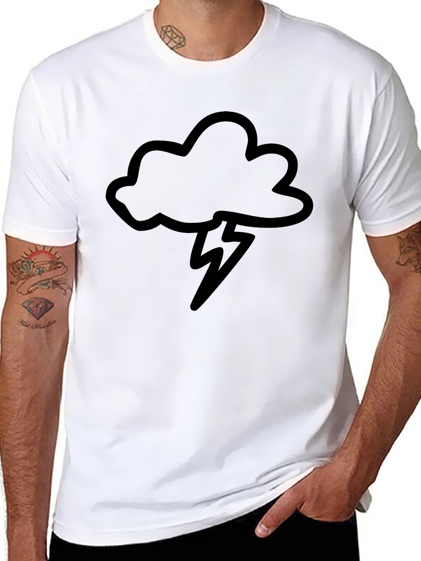 Black Cloud & Lightning Bolt Graphic Tee