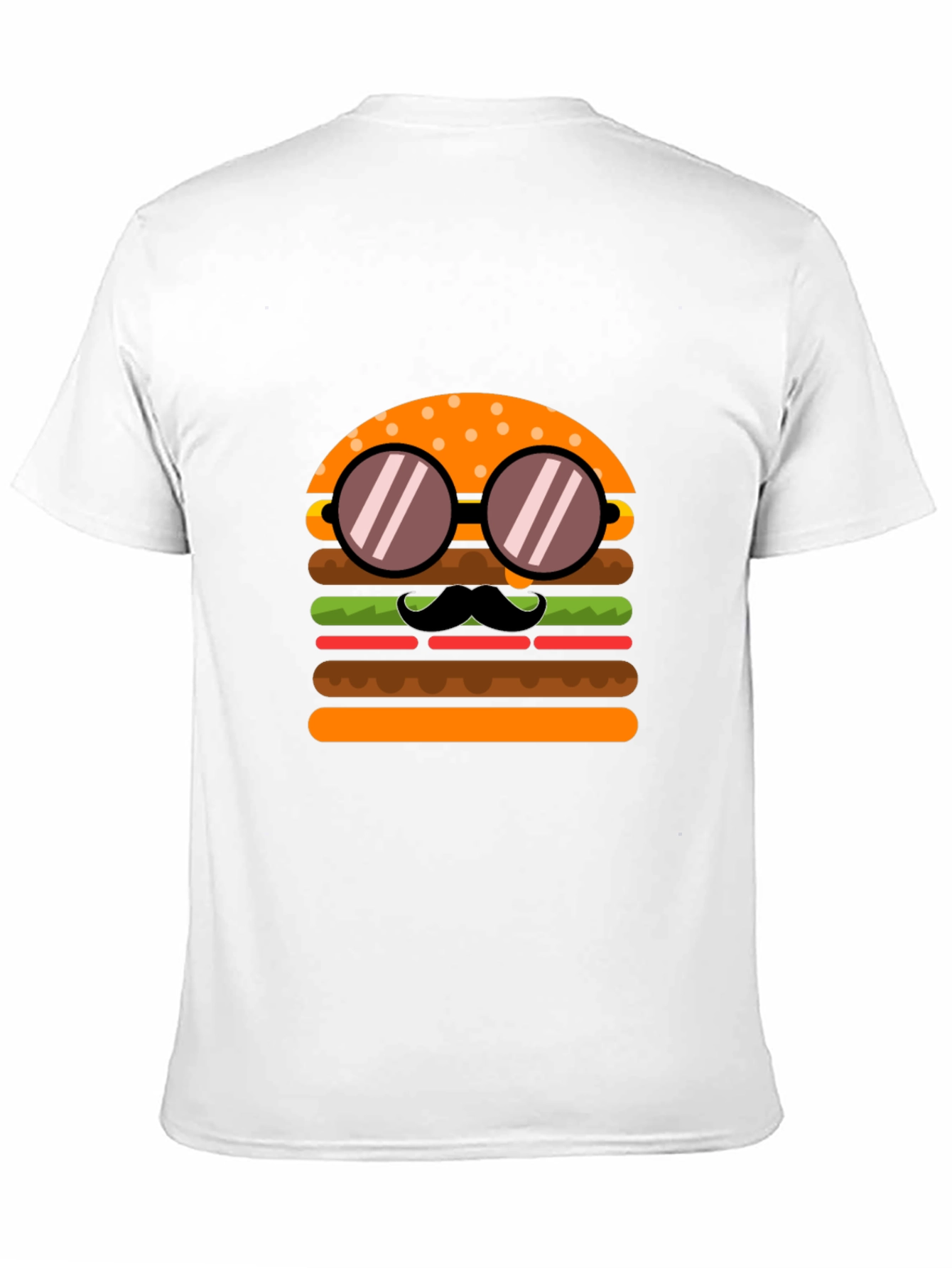 Burger with Mustache T-Shirt - Novelty Graphic Tee