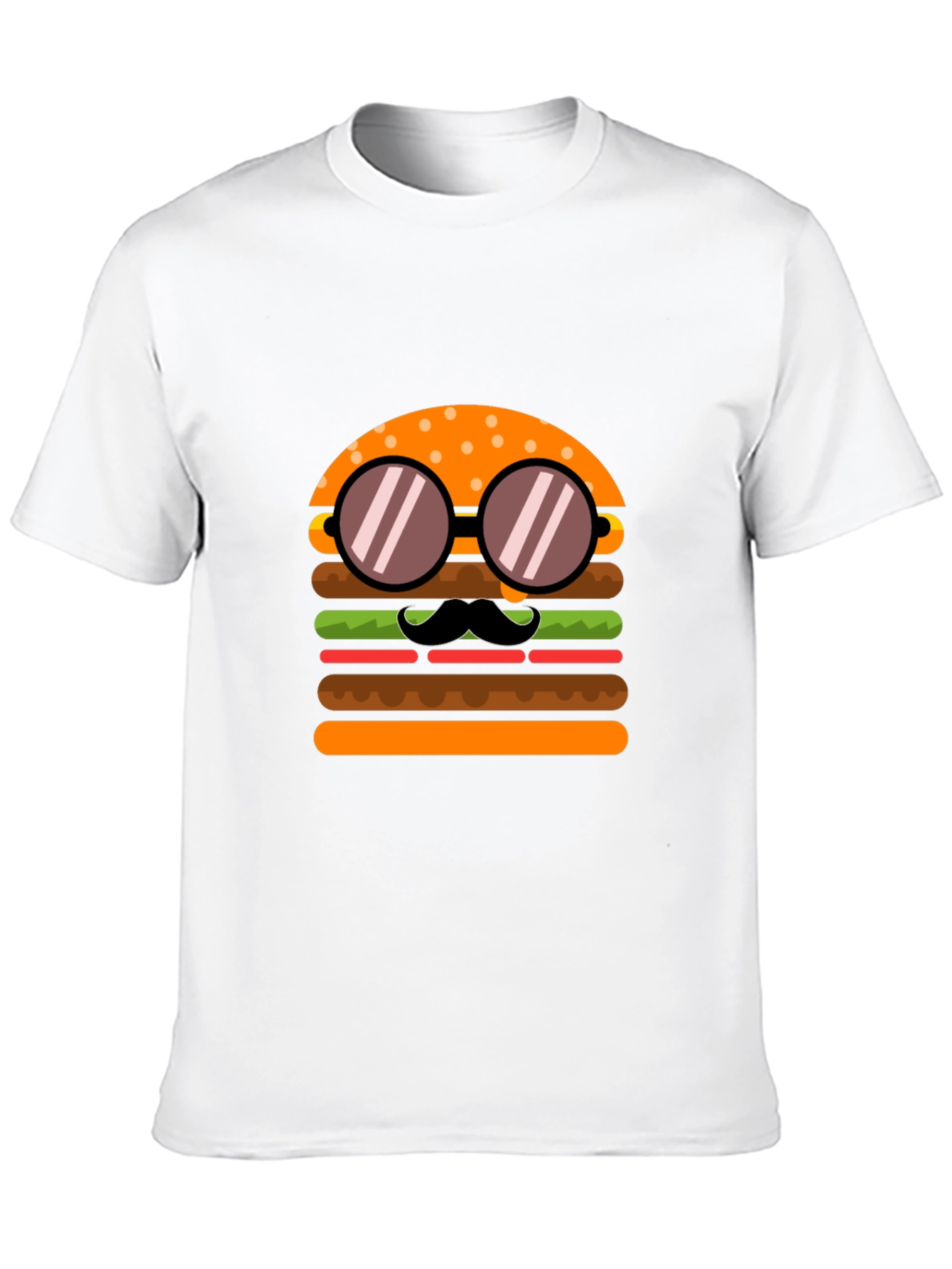 Burger with Mustache T-Shirt - Novelty Graphic Tee