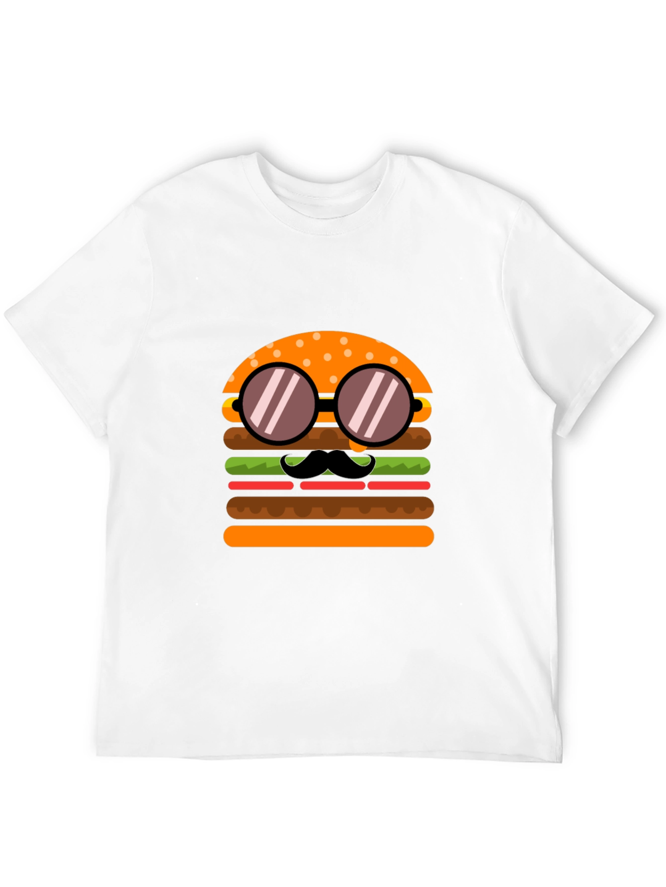 Burger with Mustache T-Shirt - Novelty Graphic Tee