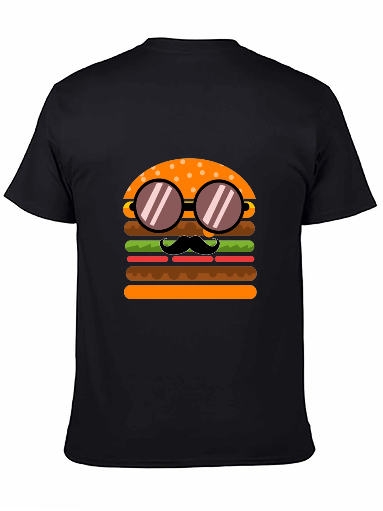 Burger with Mustache T-Shirt - Novelty Graphic Tee