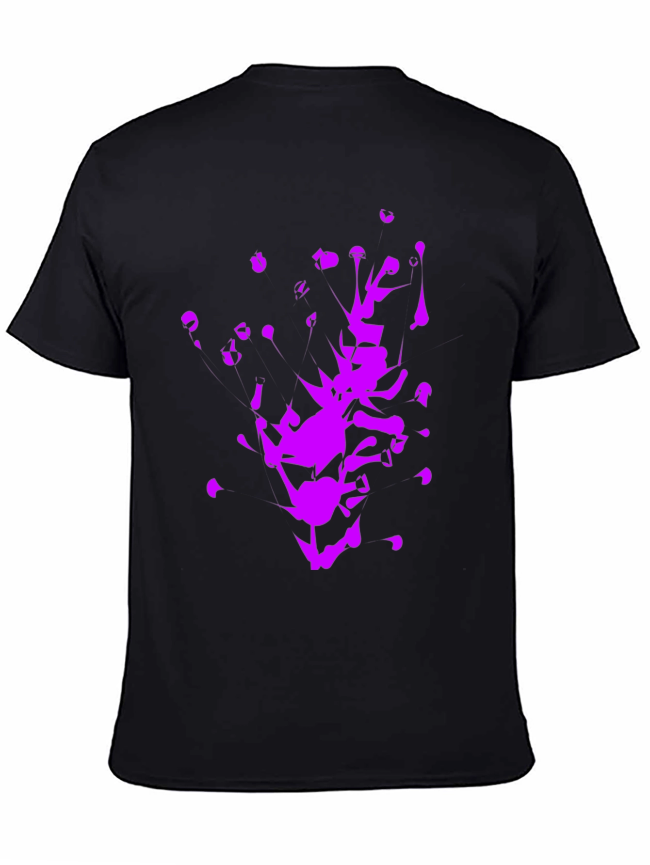 Abstract Purple Graphic Print Black T-Shirt