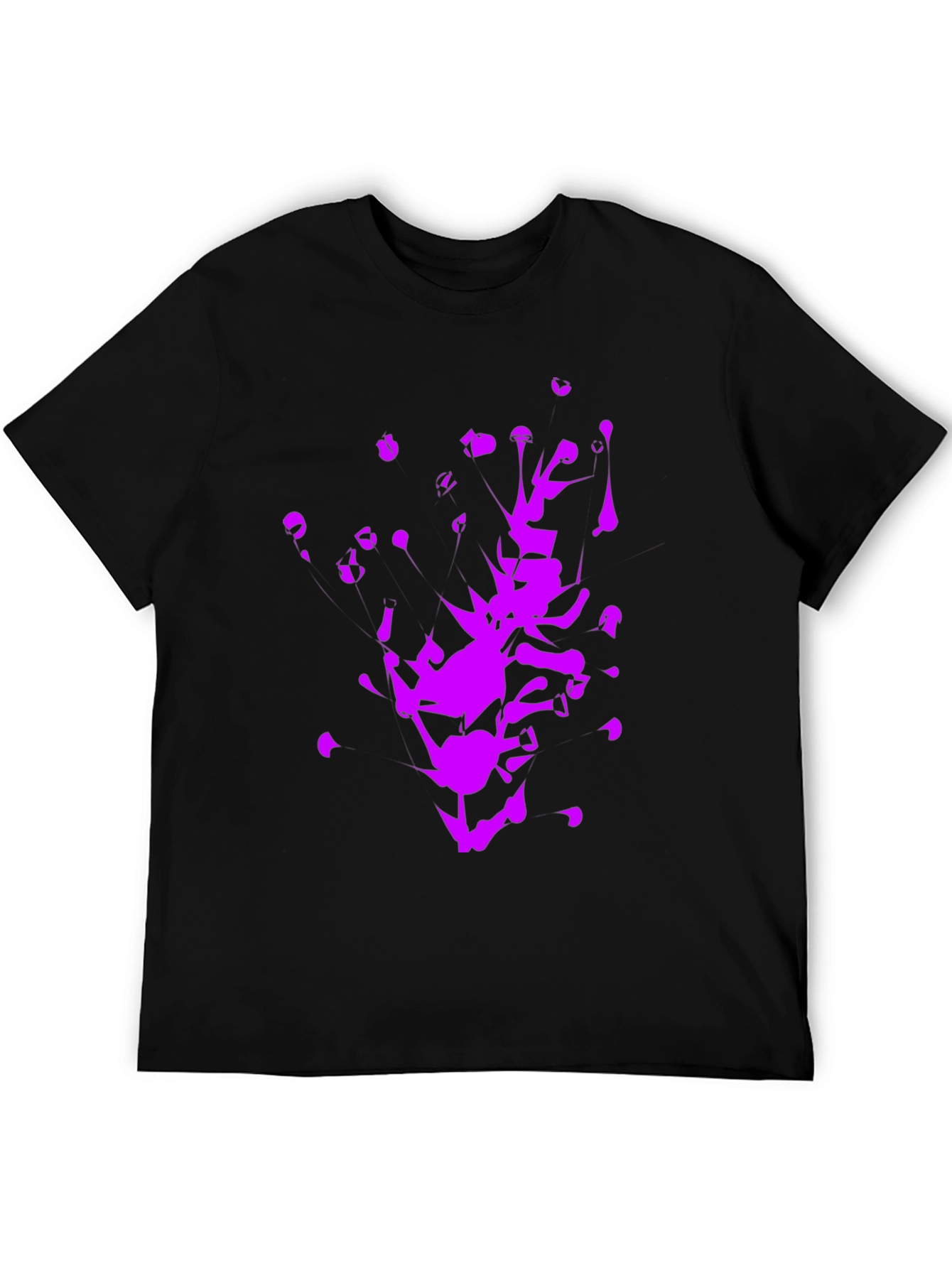 Abstract Purple Graphic Print Black T-Shirt