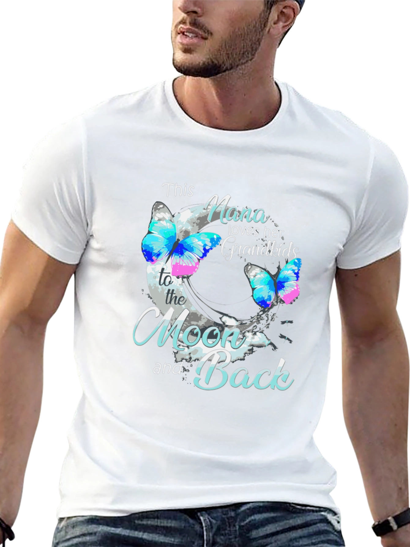 Nana Loves Grandkids Butterfly T-Shirt