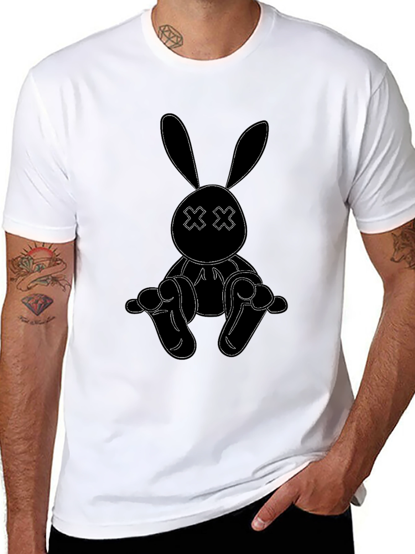 Black Bunny Outline Graphic Tee