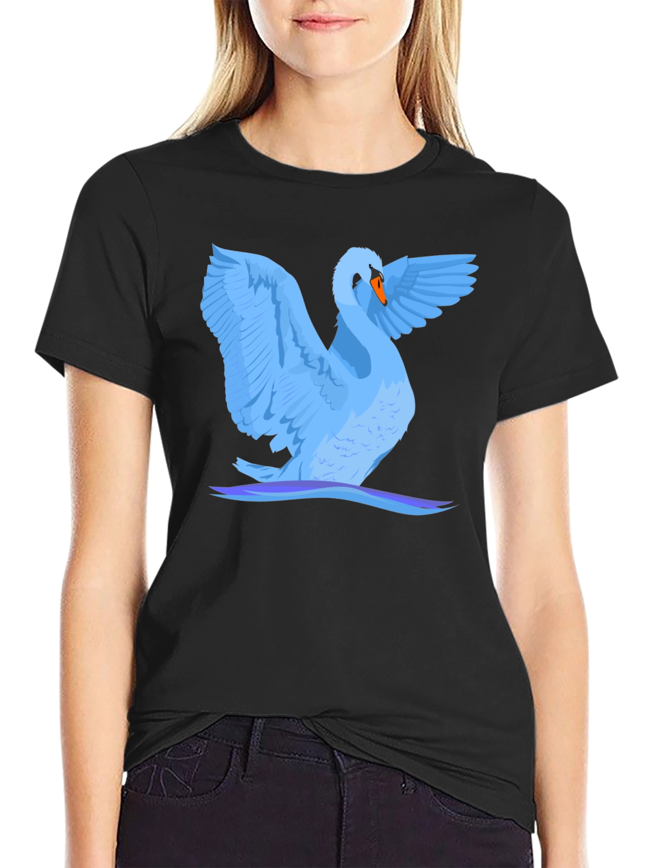 Swan Graphic Black T-Shirt