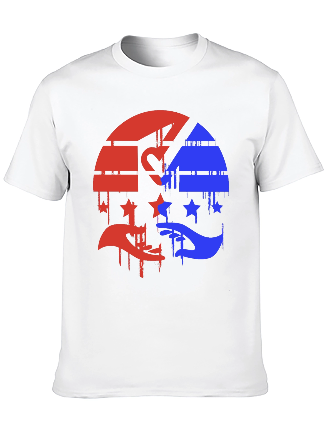 Red & Blue Graphic Tee - Abstract Design