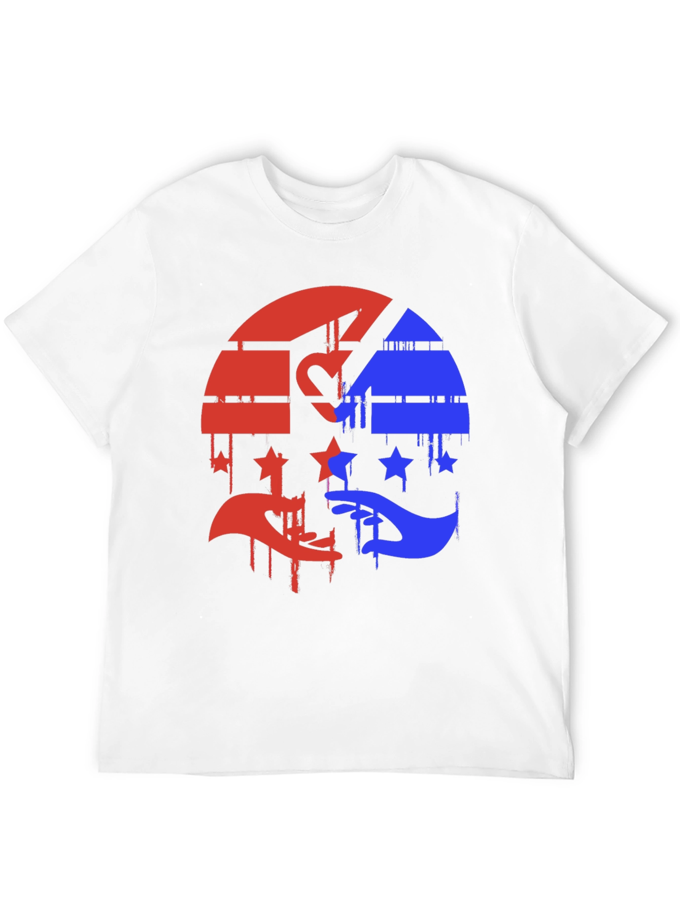 Red & Blue Graphic Tee - Abstract Design